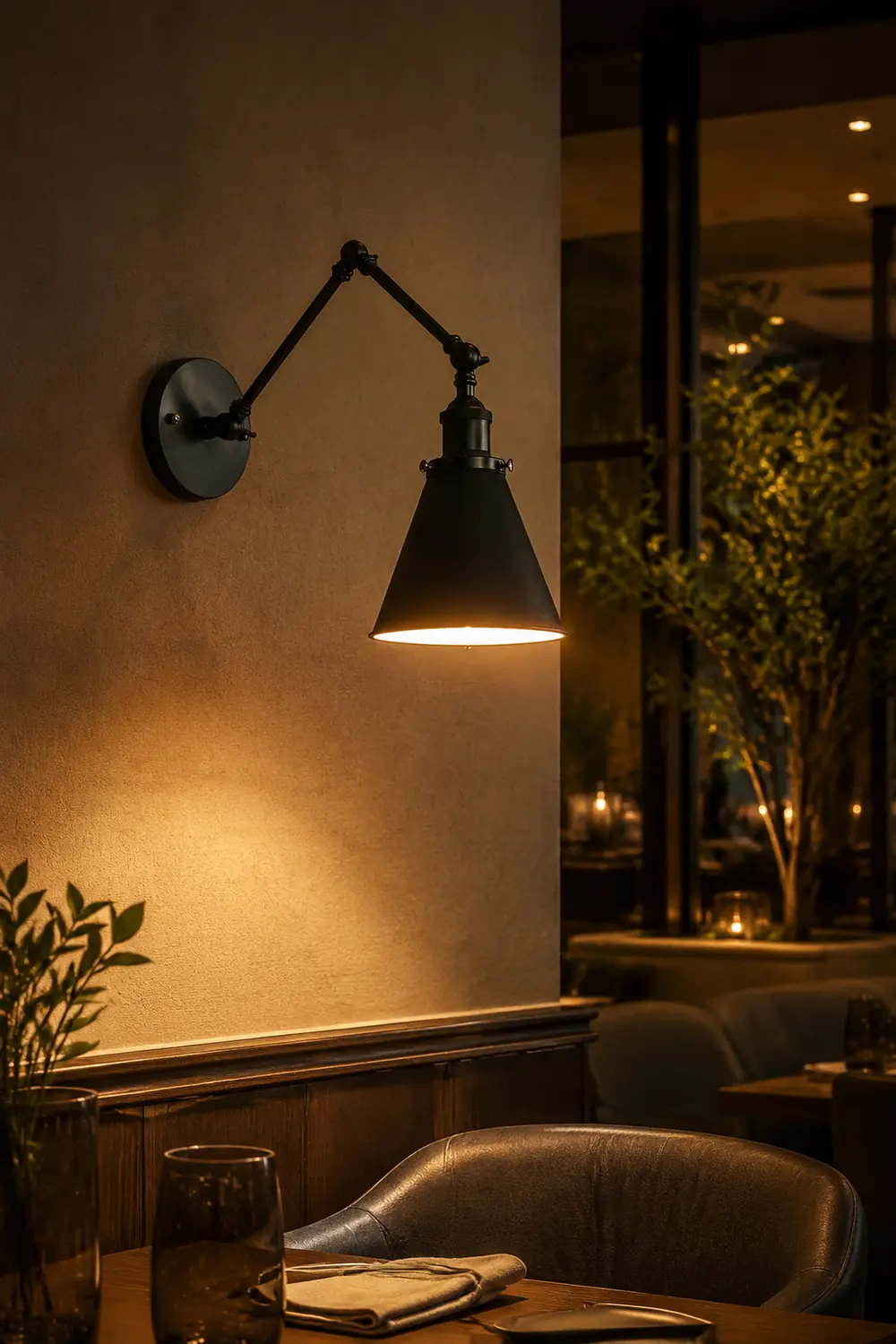 Brady Vintage Adjustable Wall Lamp, Metal, Black/Rust, Living Room - Lumpaz