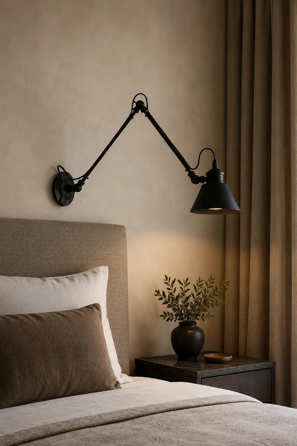 Brady Wall Lamp Conic Modern, Metal Adjustable, Black, Living Room - Lumpaz