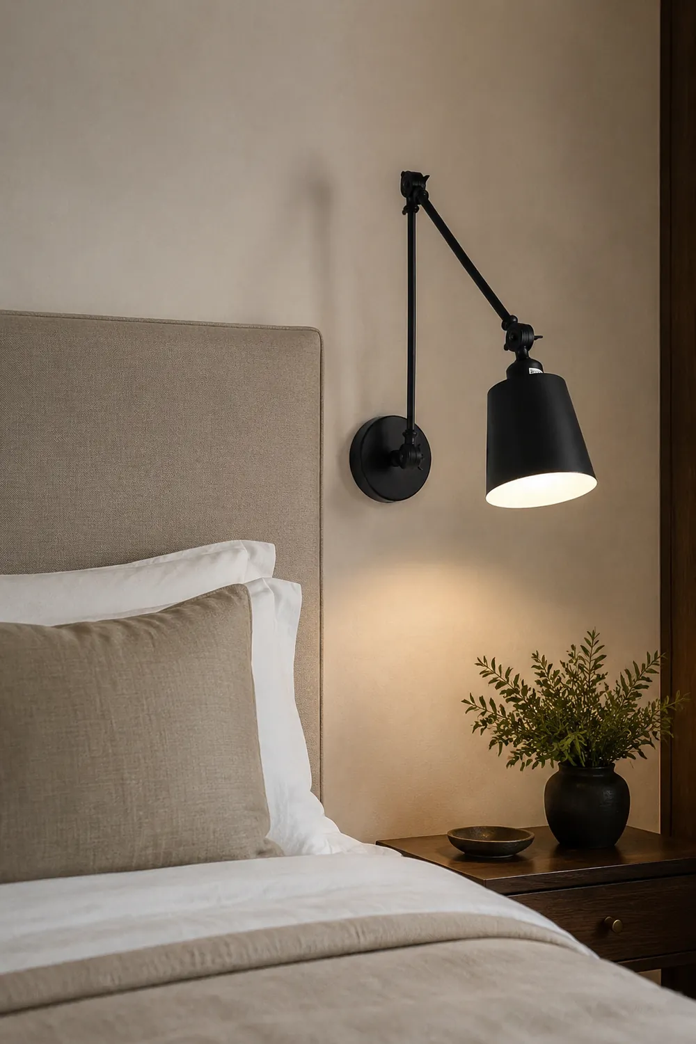 Brady Wall Lamp Dome Modern, Metal Adjustable, Black/White, Living Room - Lumpaz