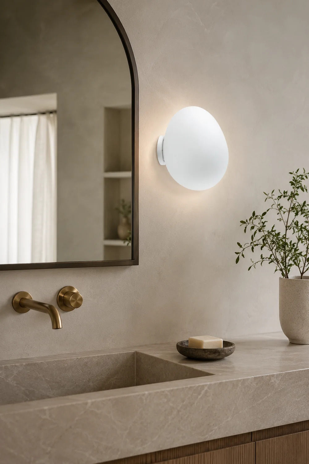 Valentina Design Geometric Glass Vanity Wall Light, White - Lumpaz