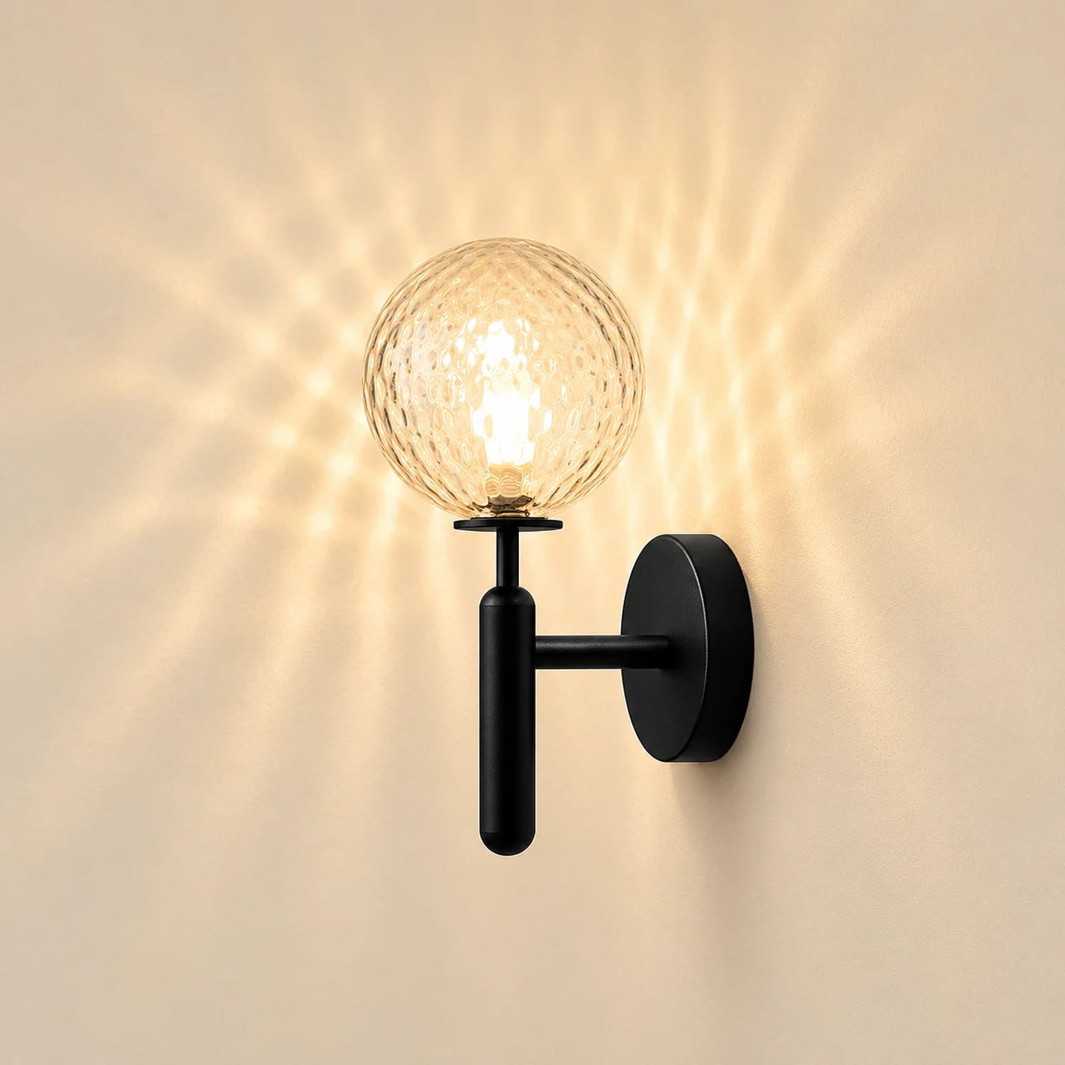 Valentina Wall Lamp Modern Globe, Metal/Glass, Black/Gold, Hallway - Lumpaz