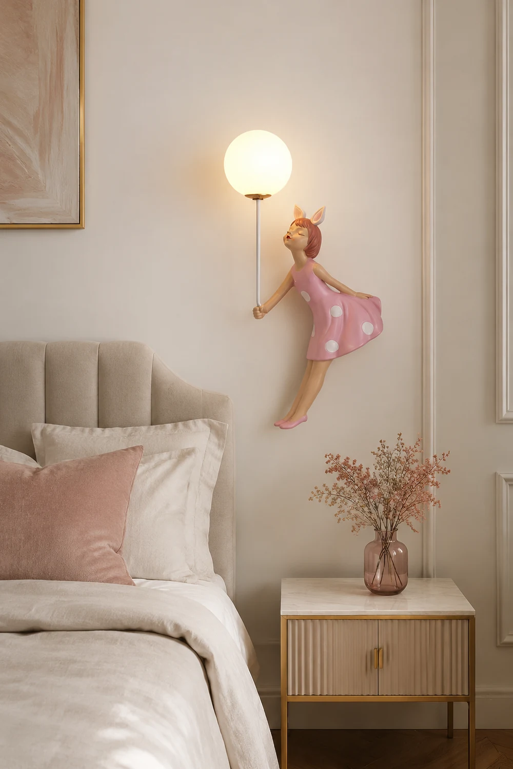 Minori Modern Balloon/Girl Shape Acrylic Pink Wall Lamp - Lumpaz