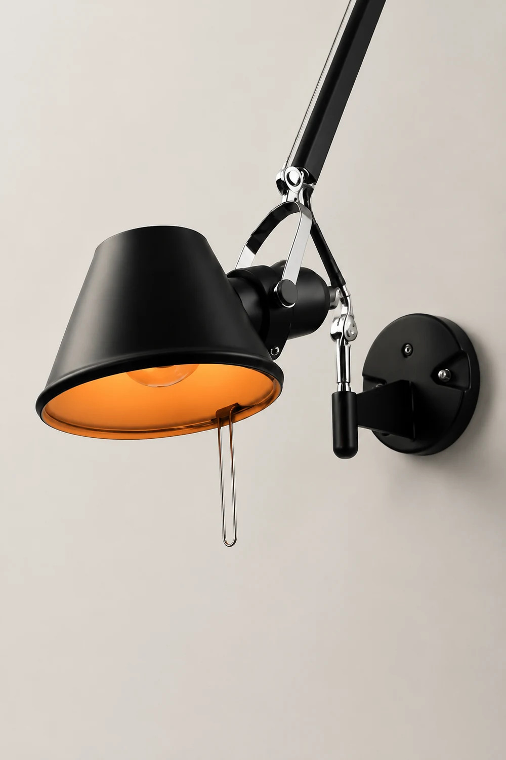 Brady Modern Simple Adjustable Wall Lamp, Black/Chrome, Bedroom - Lumpaz
