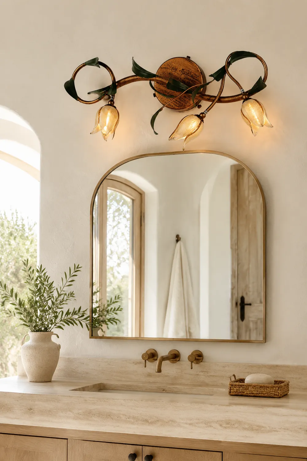 Félicie Vintage Flower Metal&Glass Wall Lamp, Copper - Lumpaz