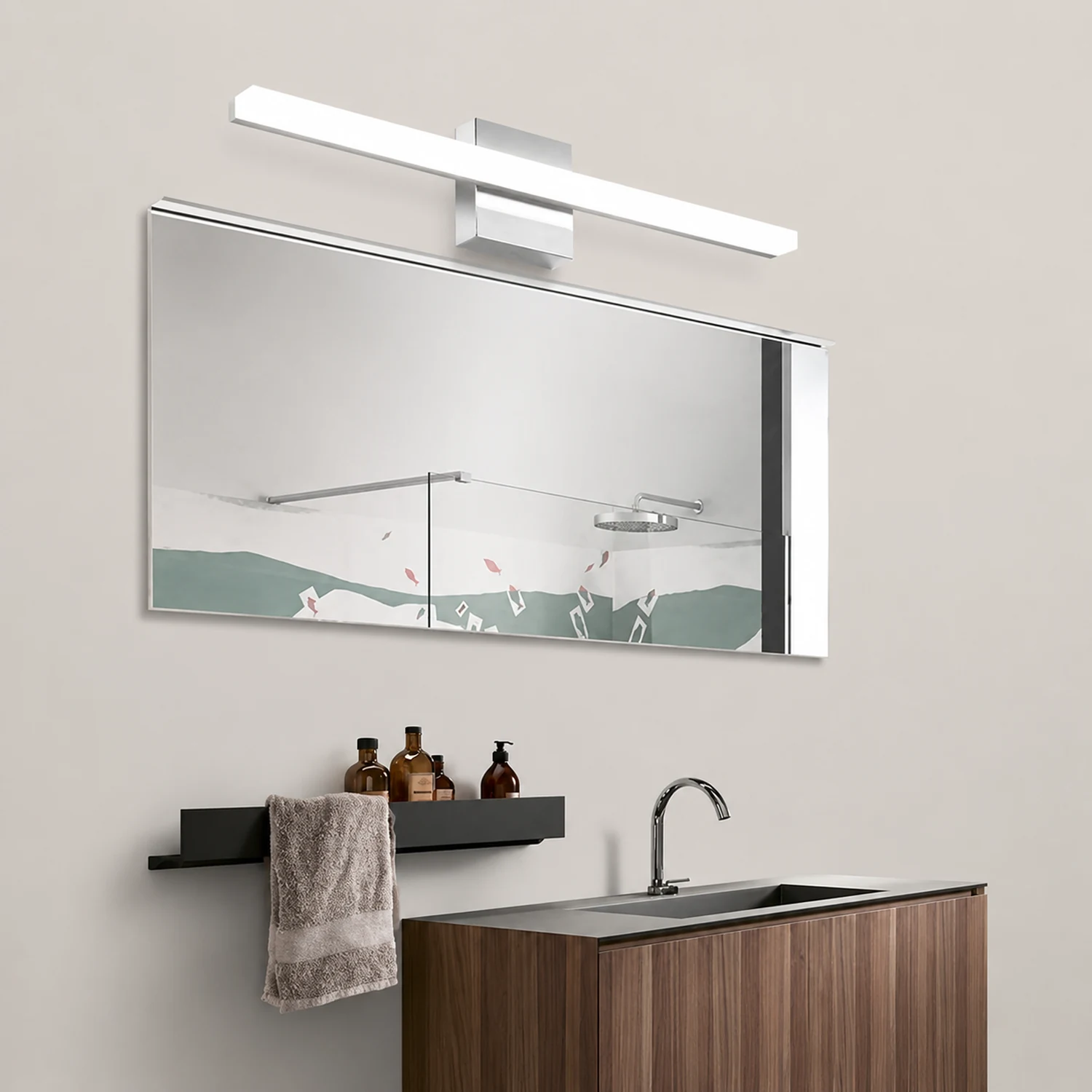 Edge Modern Linear/Square Mirror Front Vanity Metal LED Wall Lamp - Lumpaz