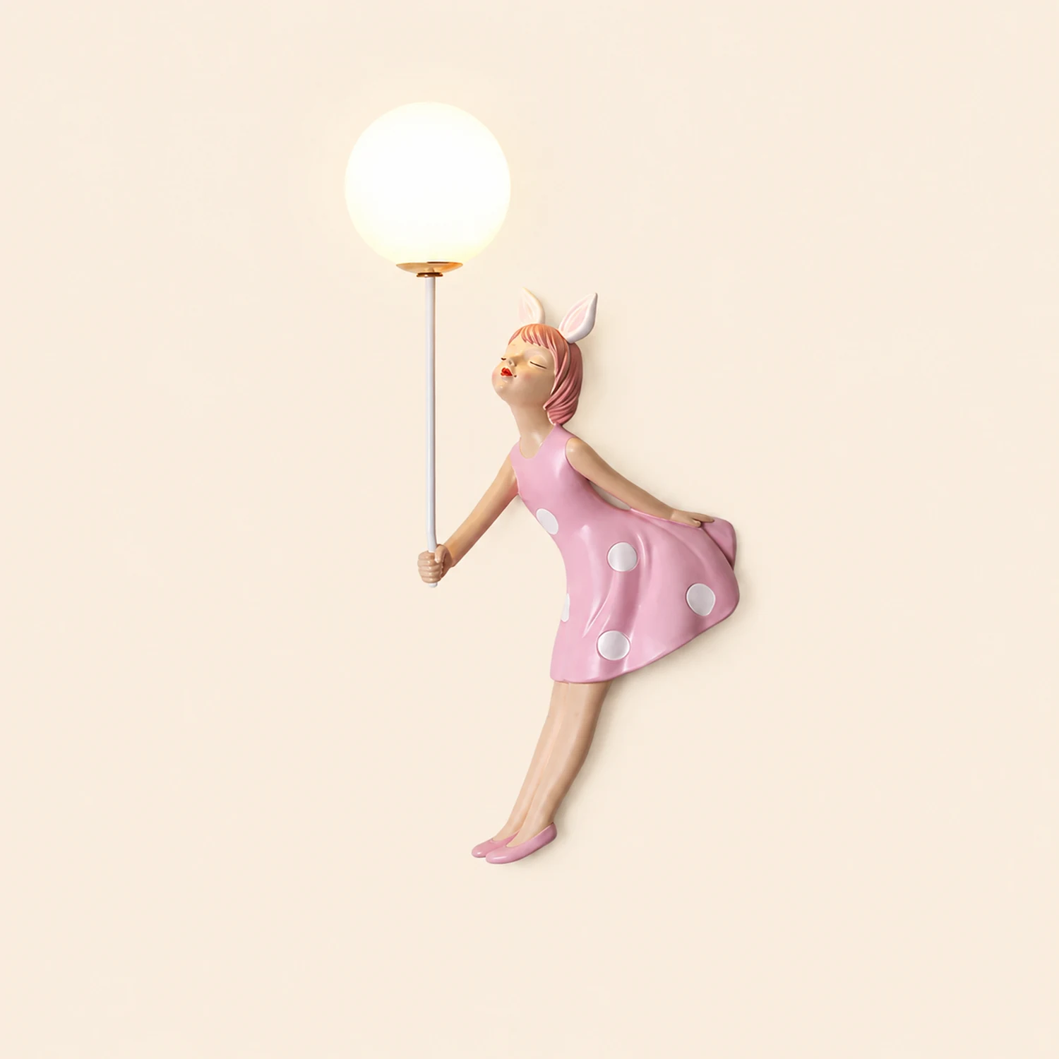 Minori Modern Balloon/Girl Shape Acrylic Pink Wall Lamp - Lumpaz
