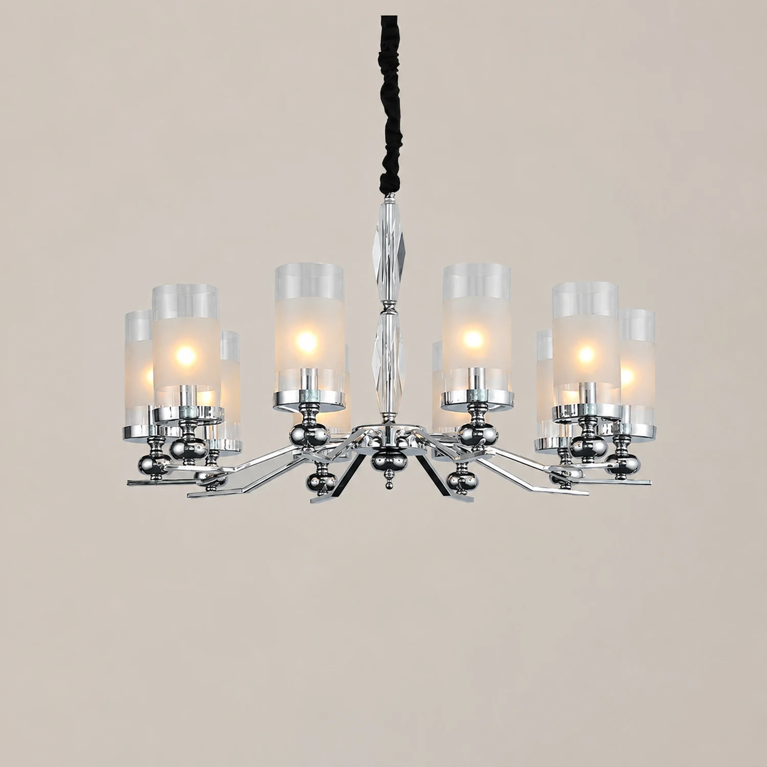 Alessio Retro Silver Metal/Glass Chandelier/Wall Lamp, Living Room - Lumpaz