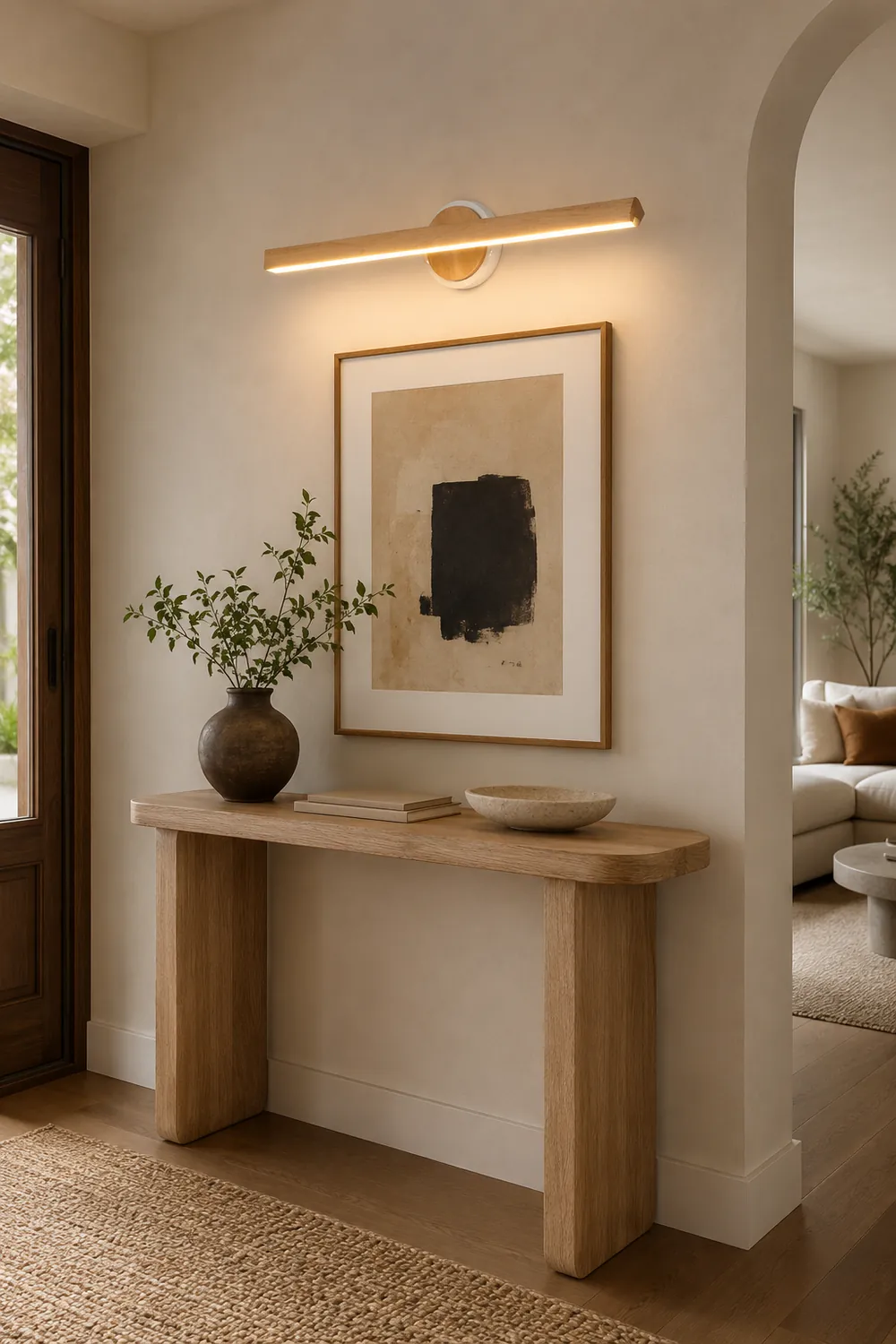 Ozawa Modern Linear Wooden Mirror Front Vanity Wall Lamp - Lumpaz