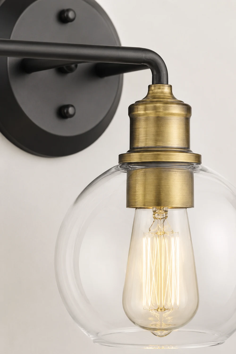 Alessio Minimalist Globe Metal/Glass Wall Lamp, 2/3 Light - Lumpaz