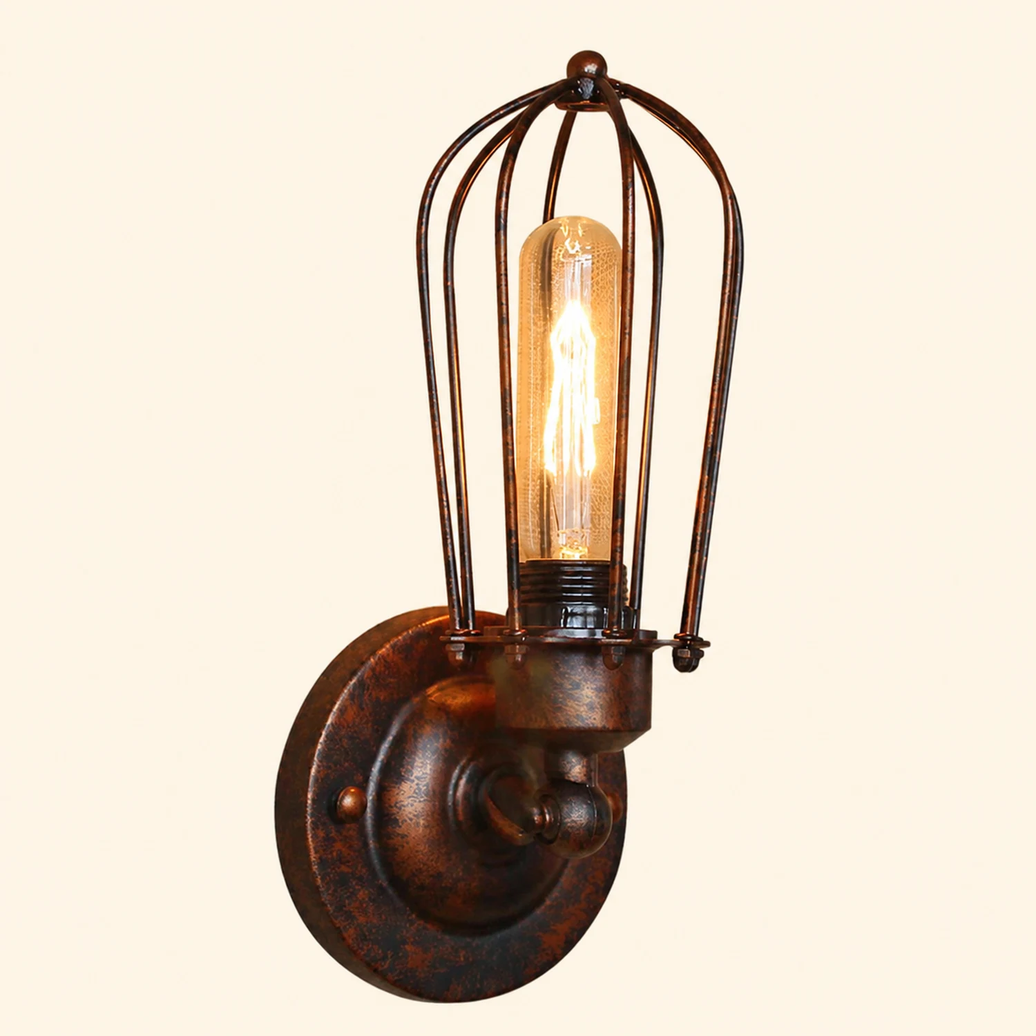 Alessio Vintage Iron Wall Lamp, Black/Rust/Bronze/Gold/Silver - Lumpaz