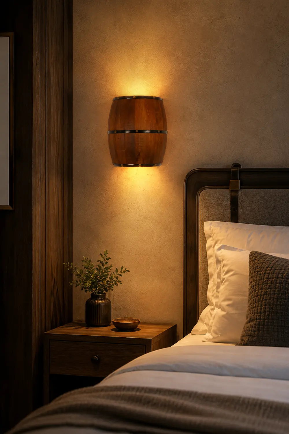 Alessio Wall Lamp Retro Creative Barrel Wooden, Dining Room - Lumpaz