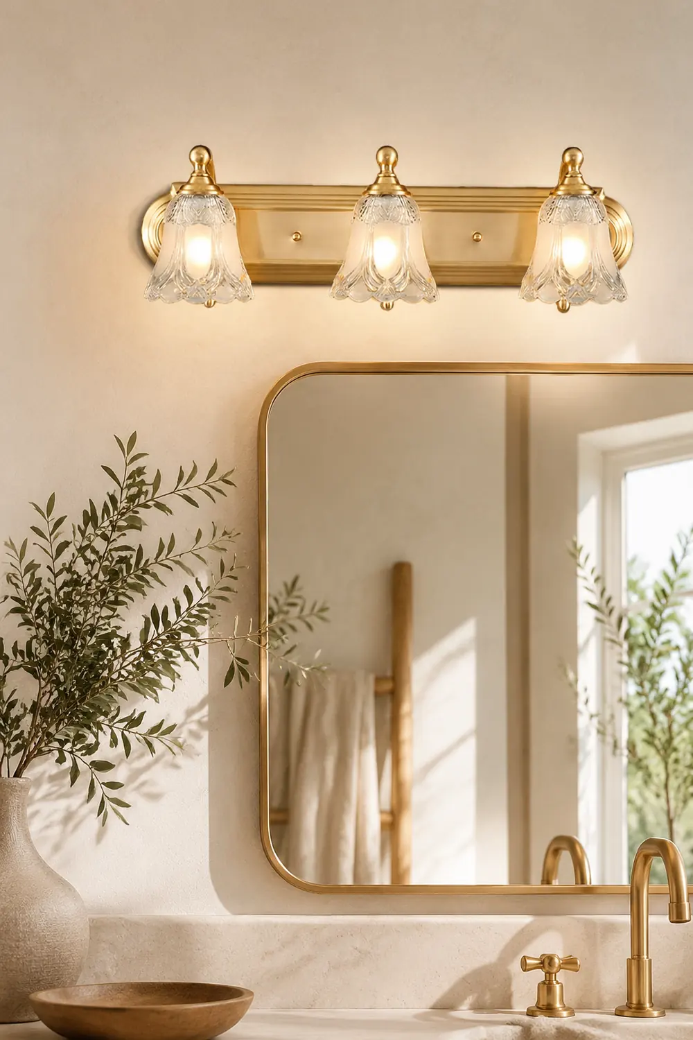 Félicie Modern Flower Metal Vanity Wall Lamp, Gold - Lumpaz