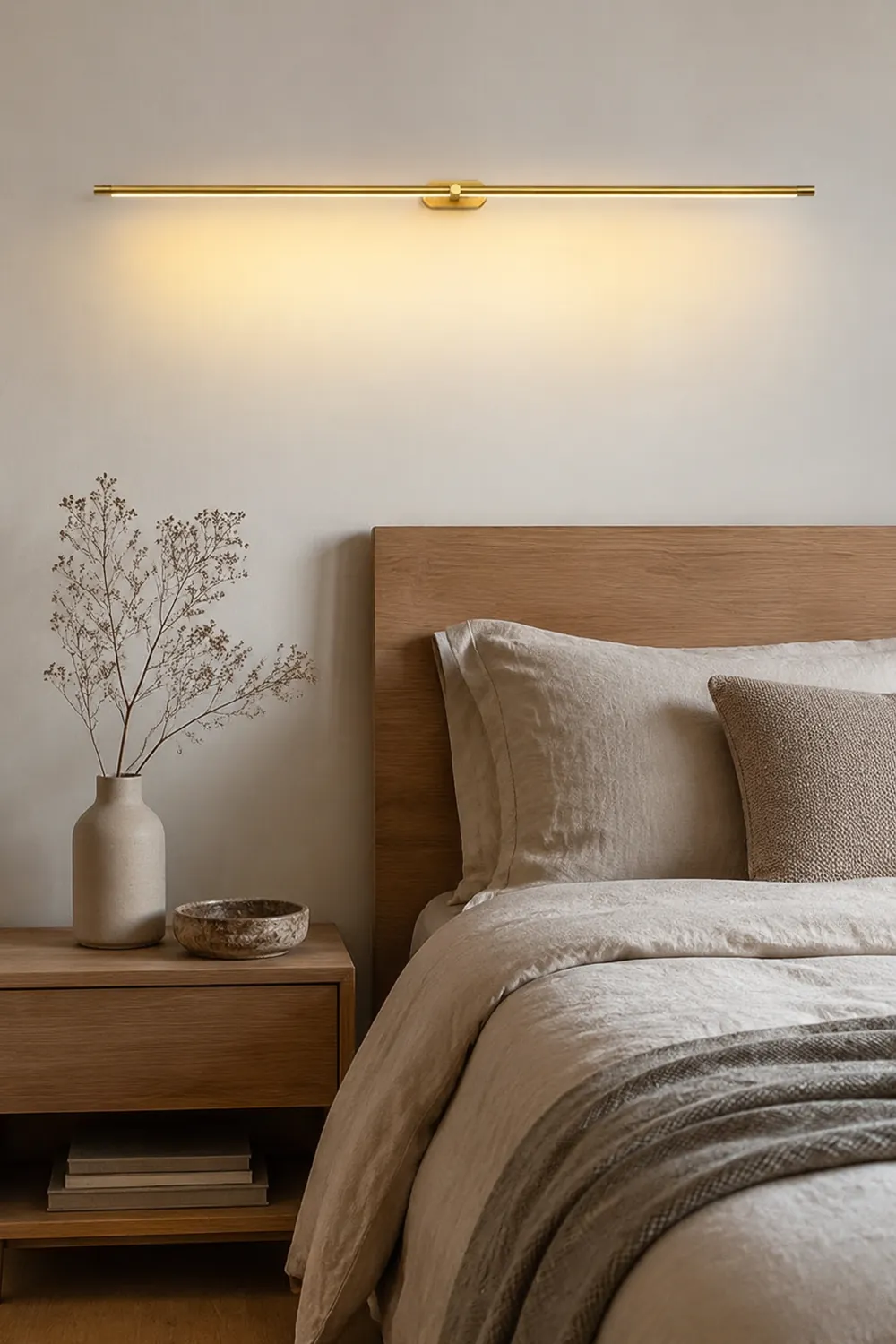 Leigh Minimalist Linear Metal/Acrylic Wall Lamp, White/Black/Gold - Lumpaz