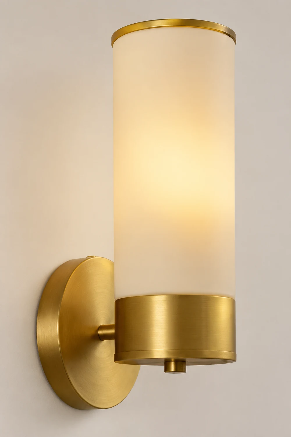 Leigh Vintage Cylinder Metal&Glass Bedside Lamp Wall Mounted, Brass - Lumpaz