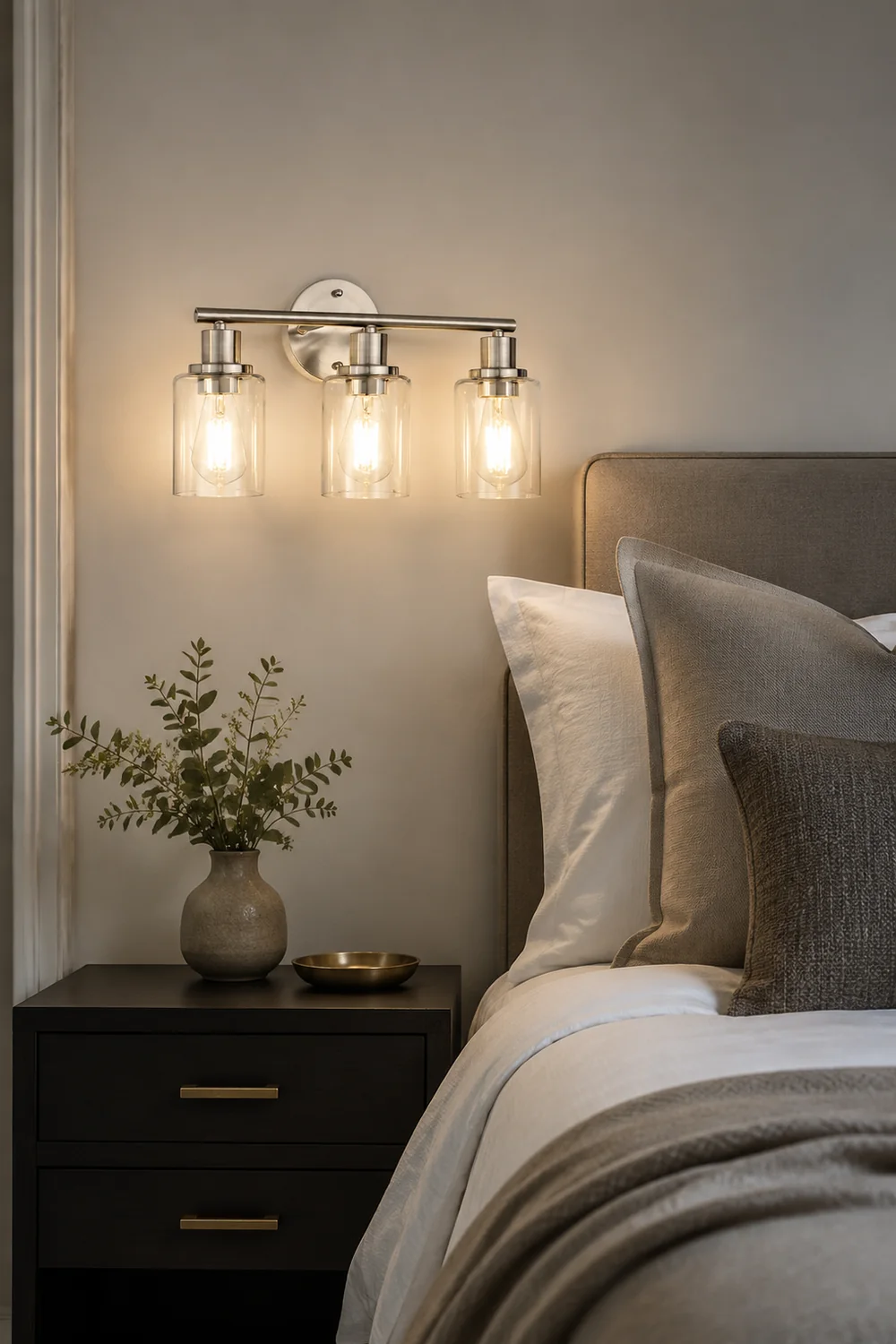 Alessio Modern Cylindrical Metal&Glass Wall Lamp In Living Room, Nickel - Lumpaz
