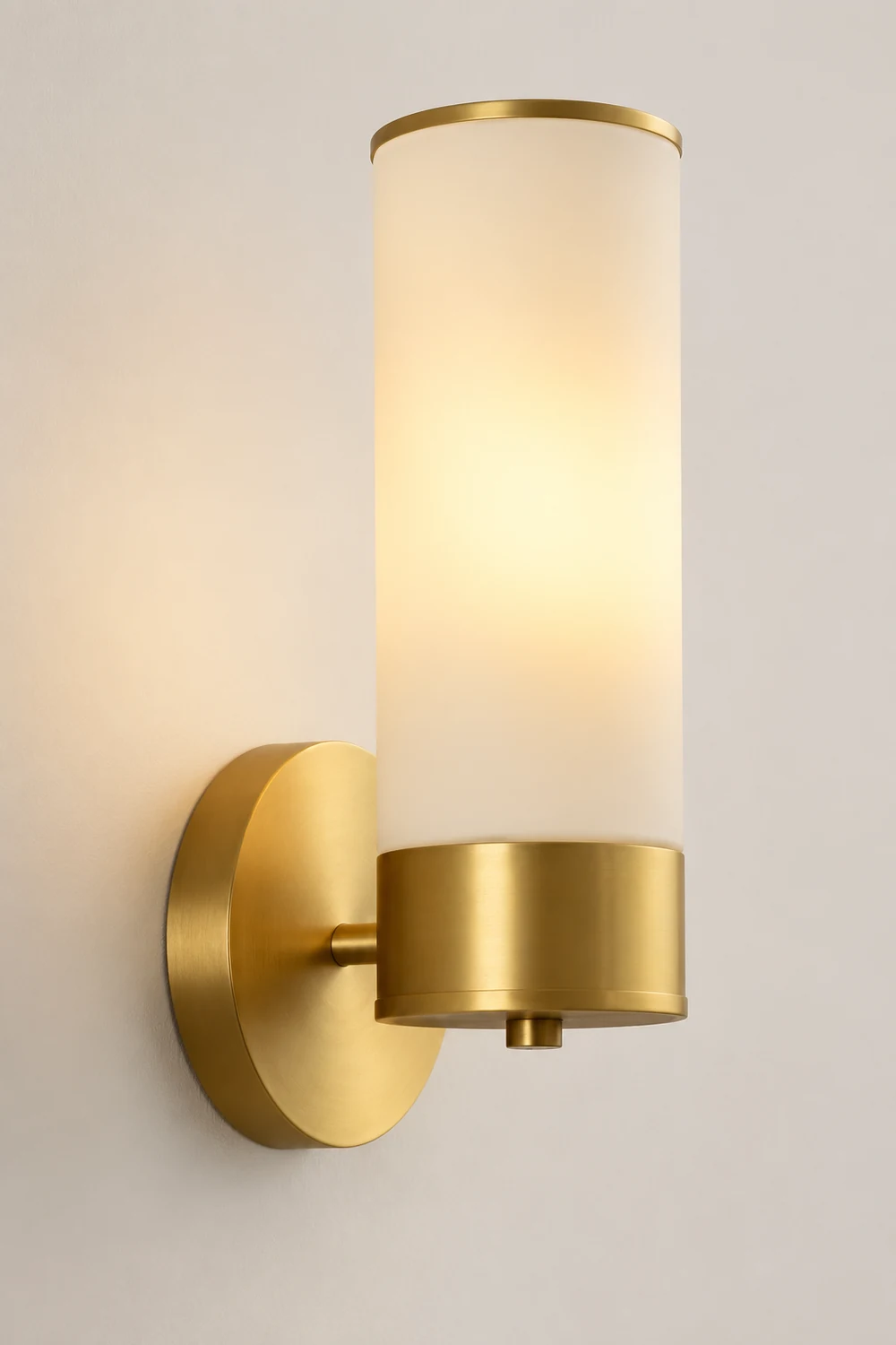 Leigh Vintage Cylinder Metal&Glass Bedside Lamp Wall Mounted, Brass - Lumpaz
