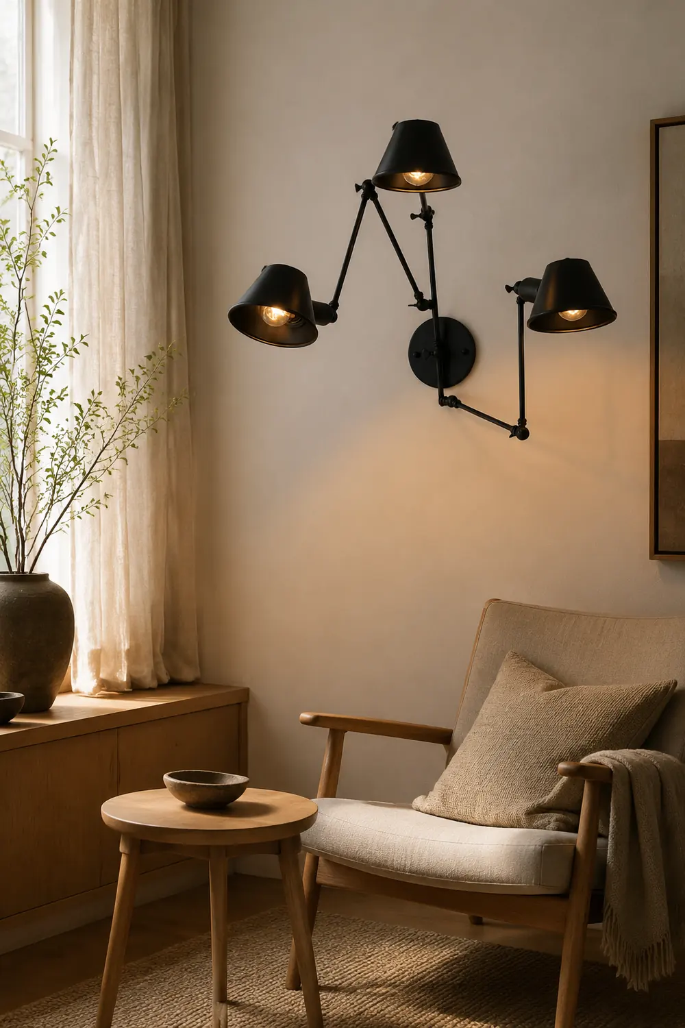 Brady Vintage Adjustable Metal Wall Lamp, Black/Rust, Bedroom - Lumpaz