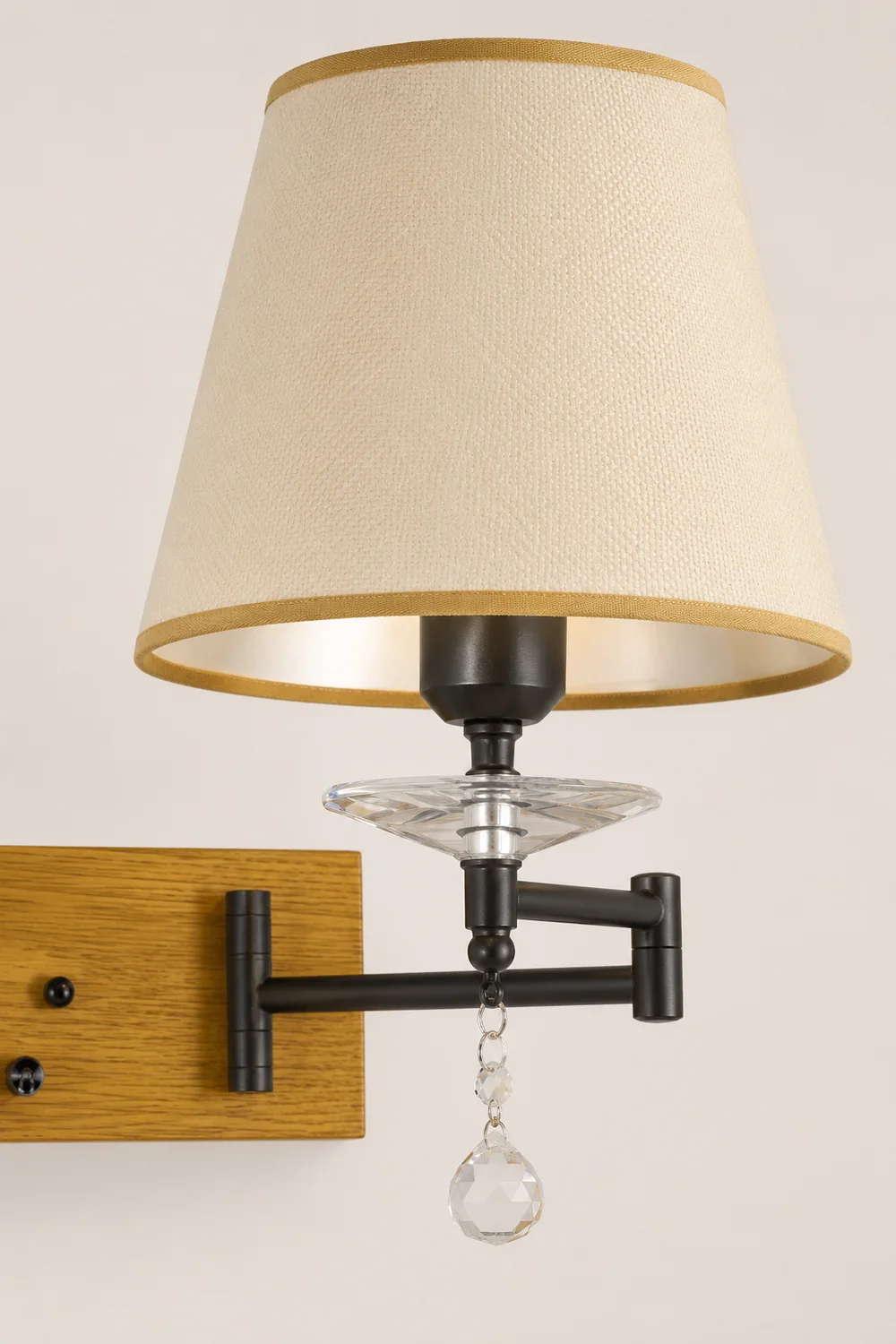 Carins Wall Lamp Dual Lamp Head Adjustable Fabric, 3-Color, Bedroom - Lumpaz