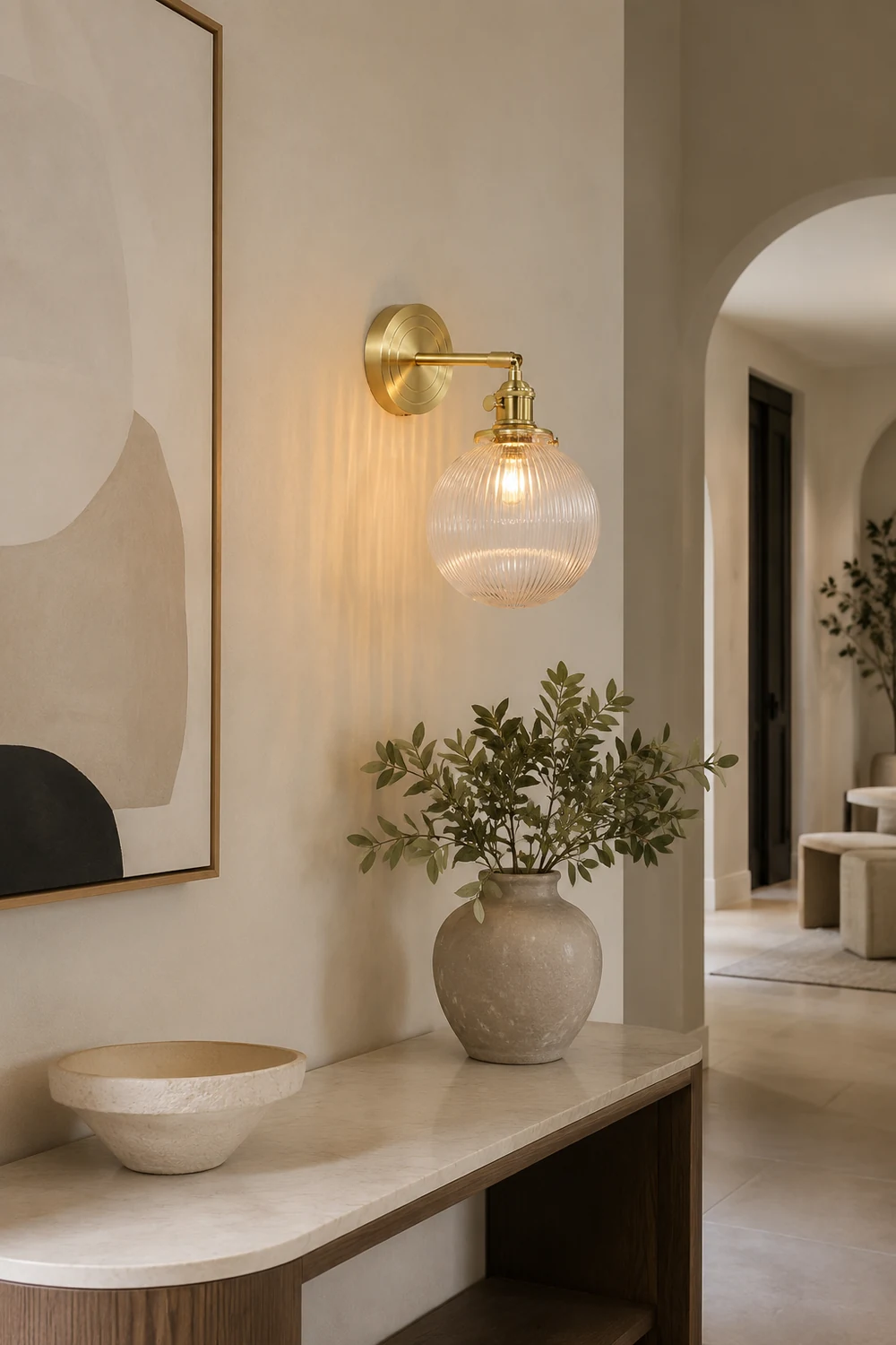 Hailie Luxury Globe/Flower Glass Vanity Wall Lamp, Gold, Bedroom - Lumpaz