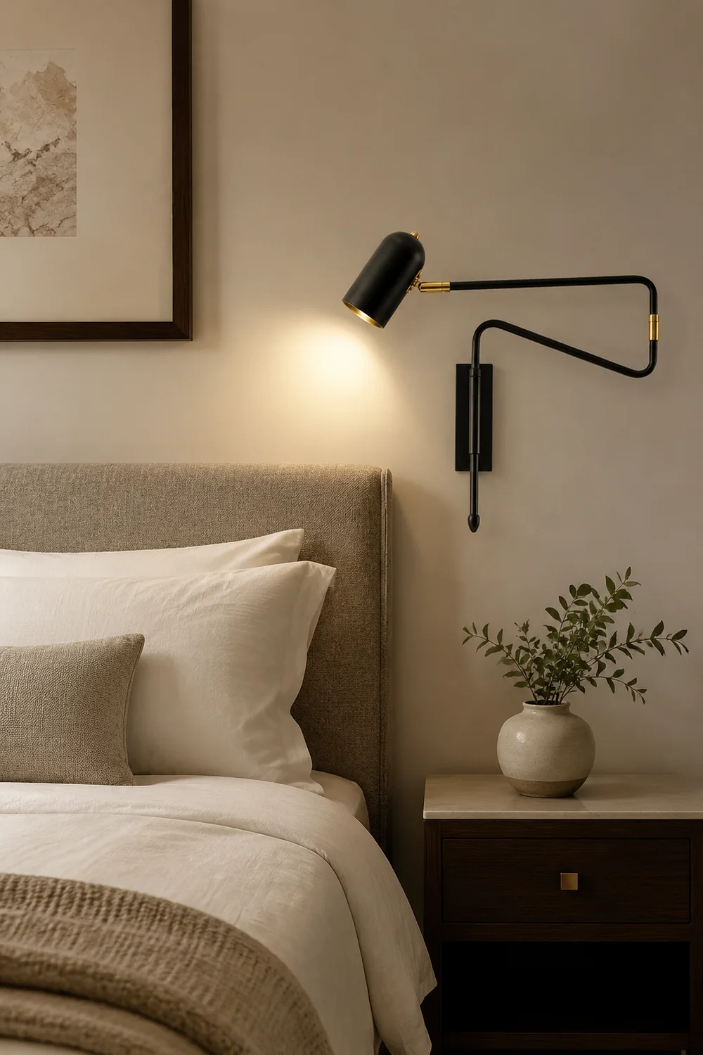 Freja Wall Lamp Modern, Metal Adjustable, Black/Gold, Study - Lumpaz