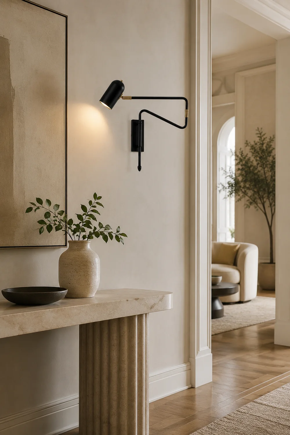 Freja Wall Lamp Modern, Metal Adjustable, Black/Gold, Study - Lumpaz