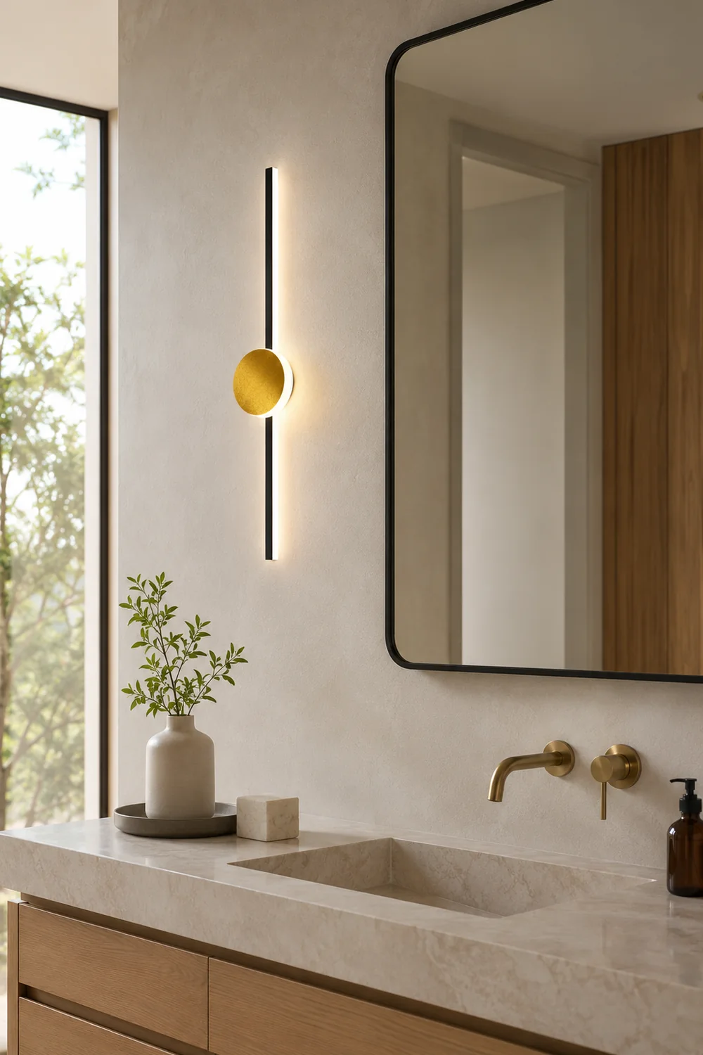 Emyr Modern Simple Circular Line Gold Acrylic Wall Lamp - Lumpaz