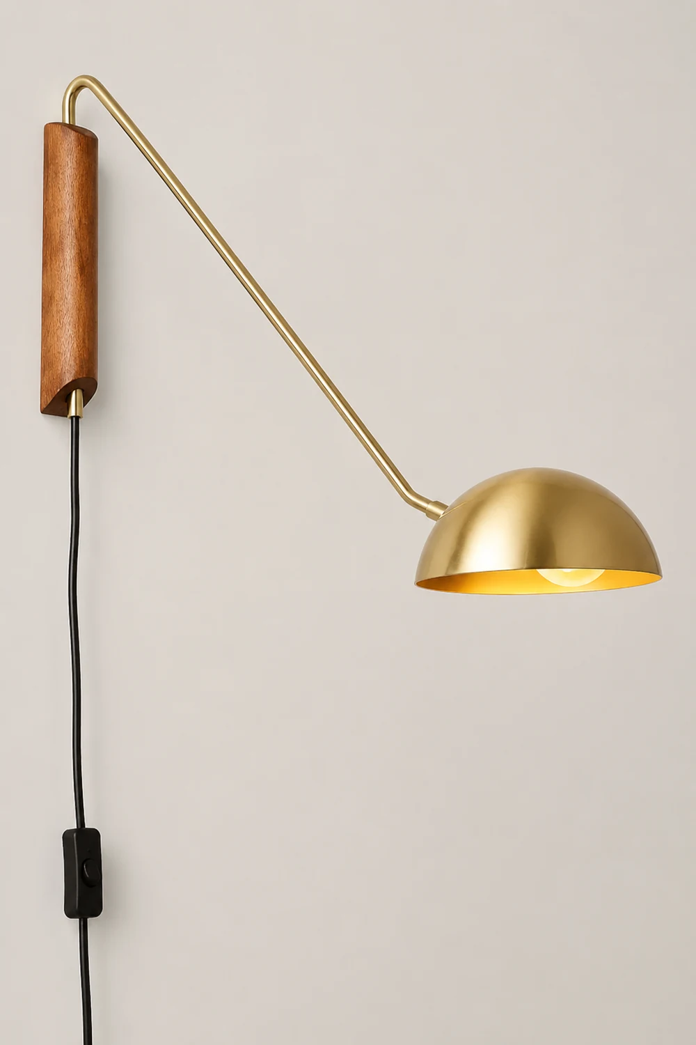 Brady Wall Lamp Modern, Metal Adjustable, Black/Gold, Living Room - Lumpaz