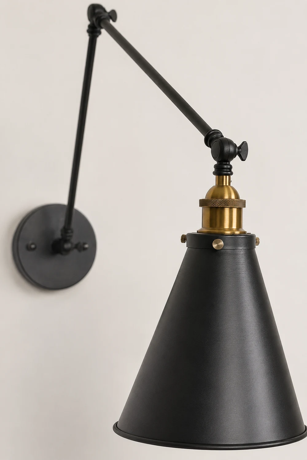 Brady Wall Lamp Minimalist, Tapered Adjustable Metal, 2-Color, Living Room - Lumpaz