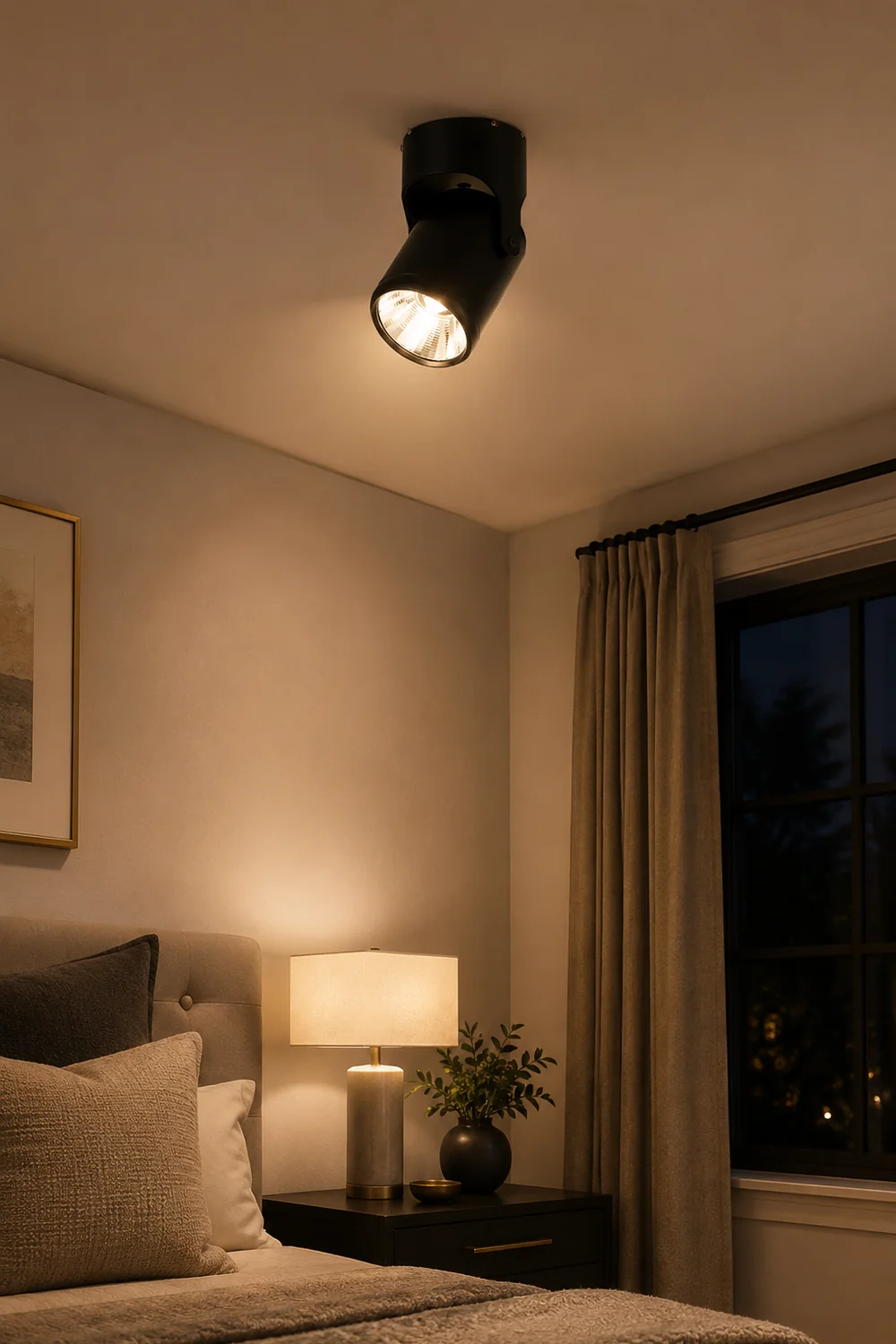 Novak Simple Rotatable Flush Mount Ceiling LED Spotlight, Black/White - Lumpaz