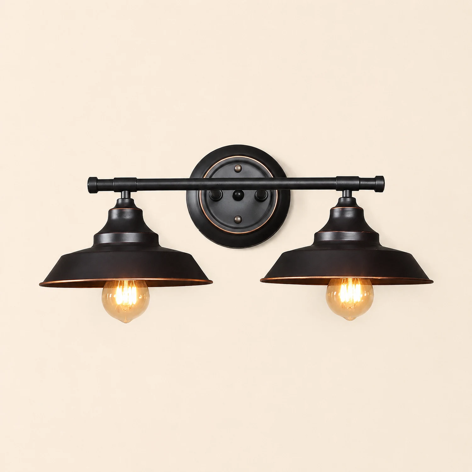 Alessio Retro Bowl-shaped Cast Metal Wall Lamp, Black - Lumpaz