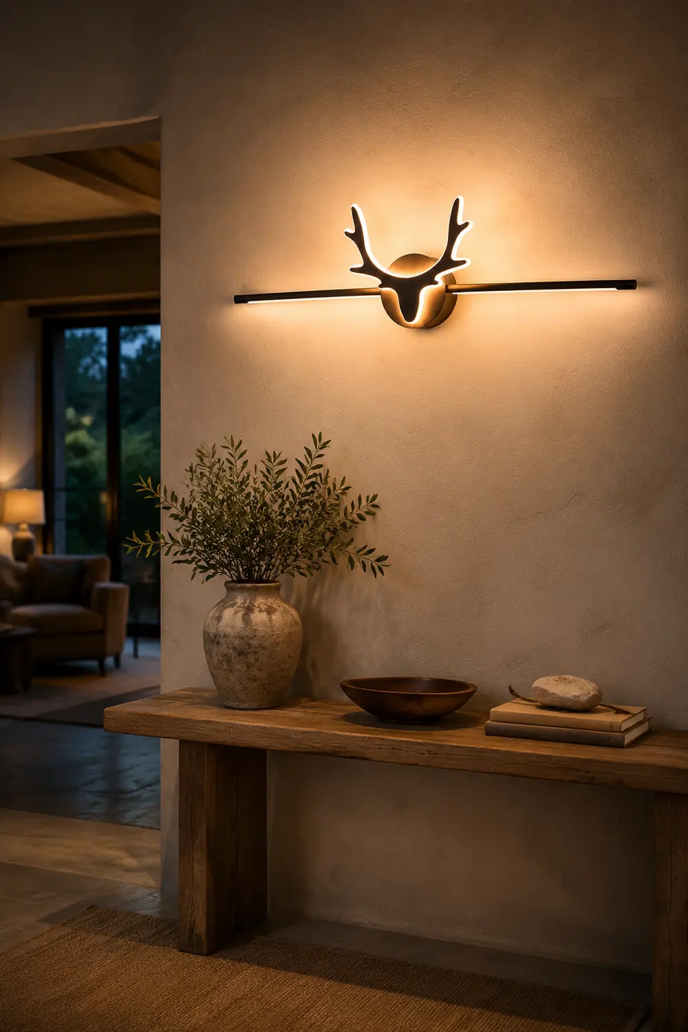 Edge Vintage Antlers Mirror Front Vanity Metal LED Wall Lamp - Lumpaz