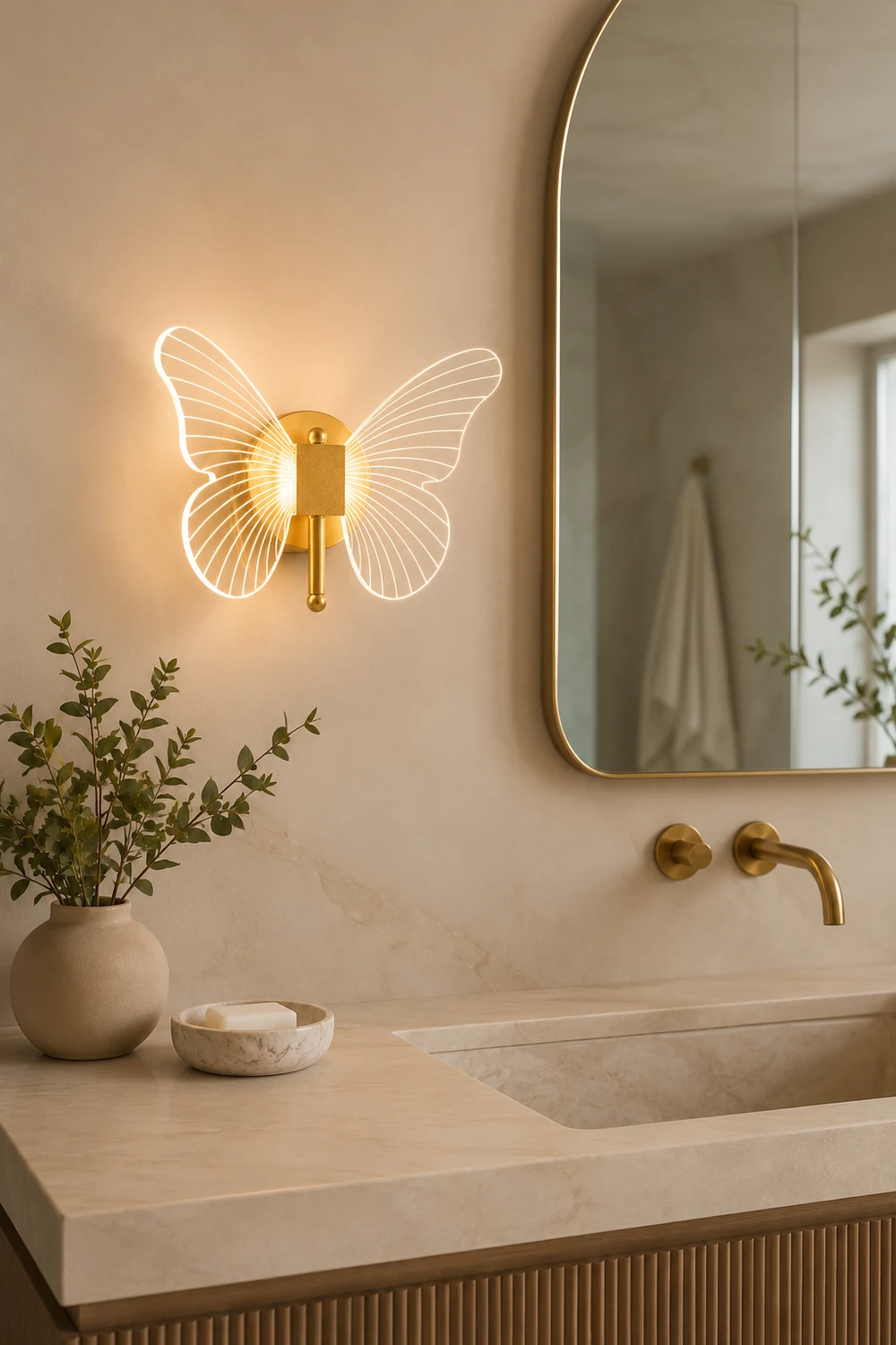 Kady Cute Butterfly Metal Wall Lamp, Gold - Lumpaz