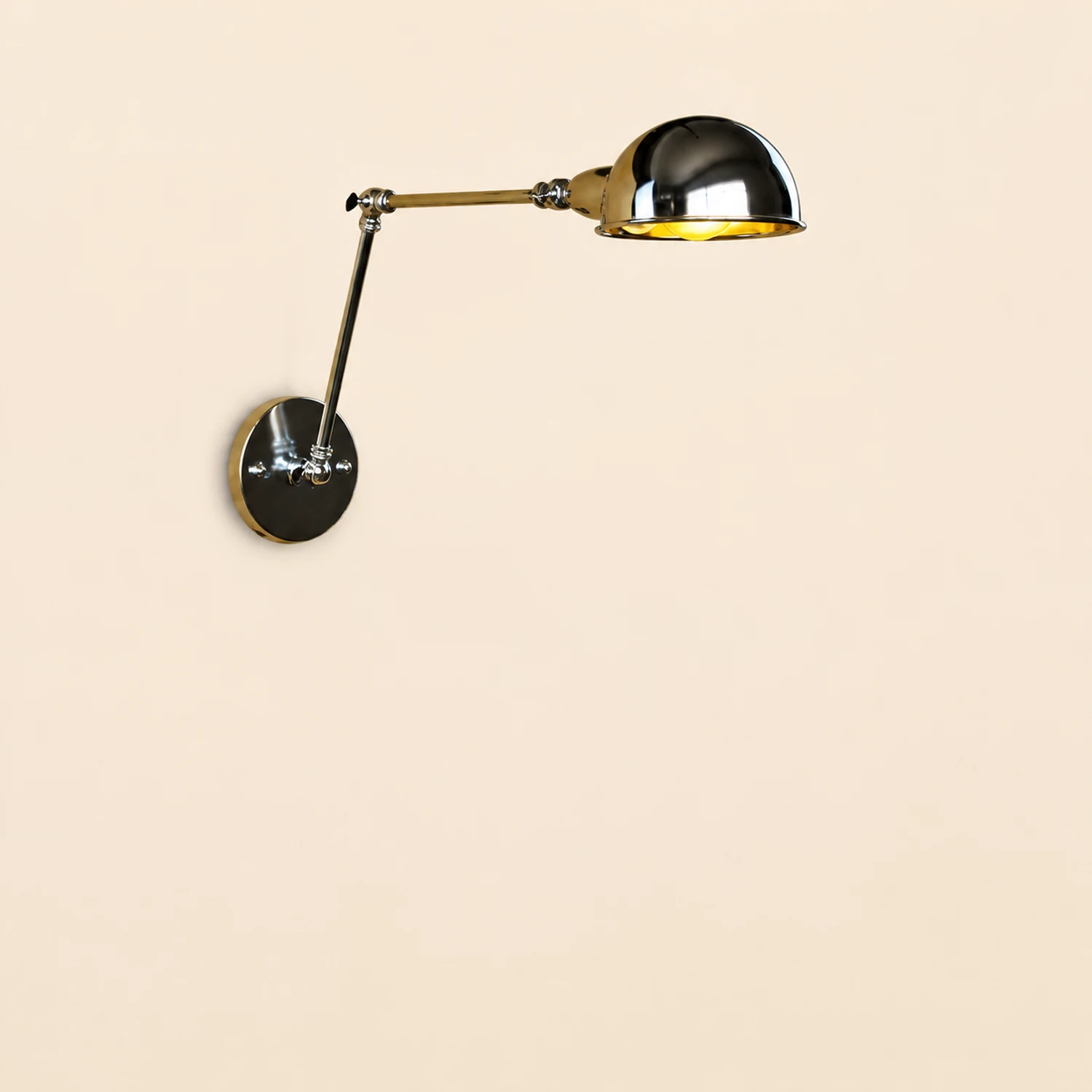 Brady Hemispheric Adjustable Wall Lamp, Brass/Antique Brass/Chrome, Bedroom - Lumpaz