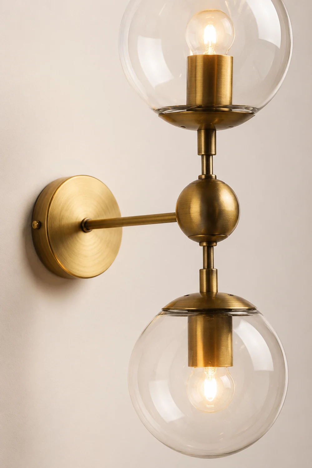 Valentina Globe Glass Vanity Wall Light, Black/Gold, Bedroom - Lumpaz