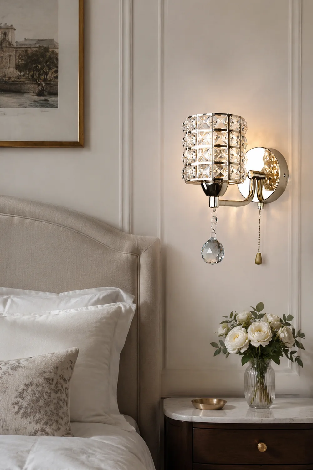 Kristy Vintage Cylinder Metal Bedside Wall Lamp, Gold/Chrome - Lumpaz