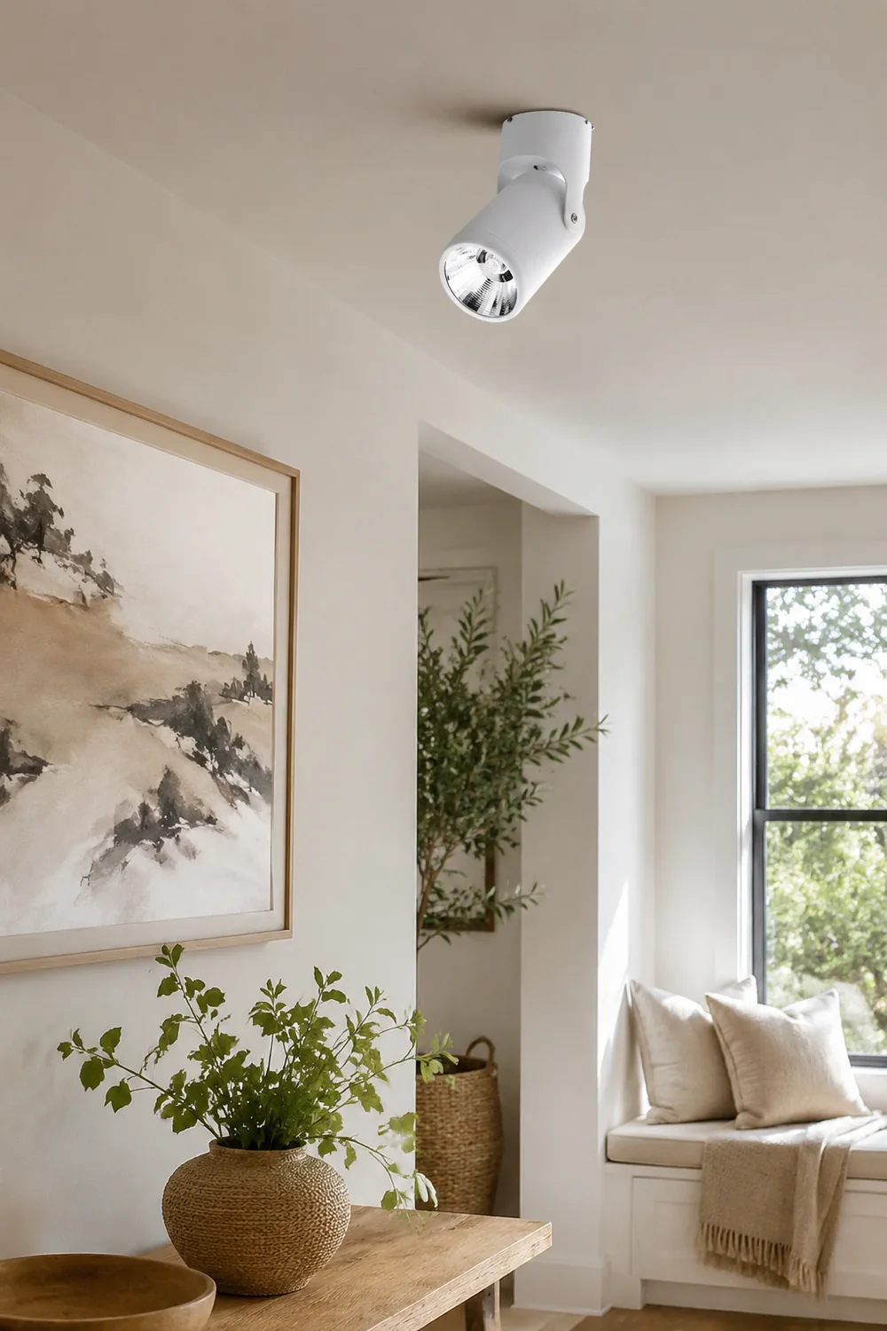 Novak Simple Rotatable Flush Mount Ceiling LED Spotlight, Black/White - Lumpaz
