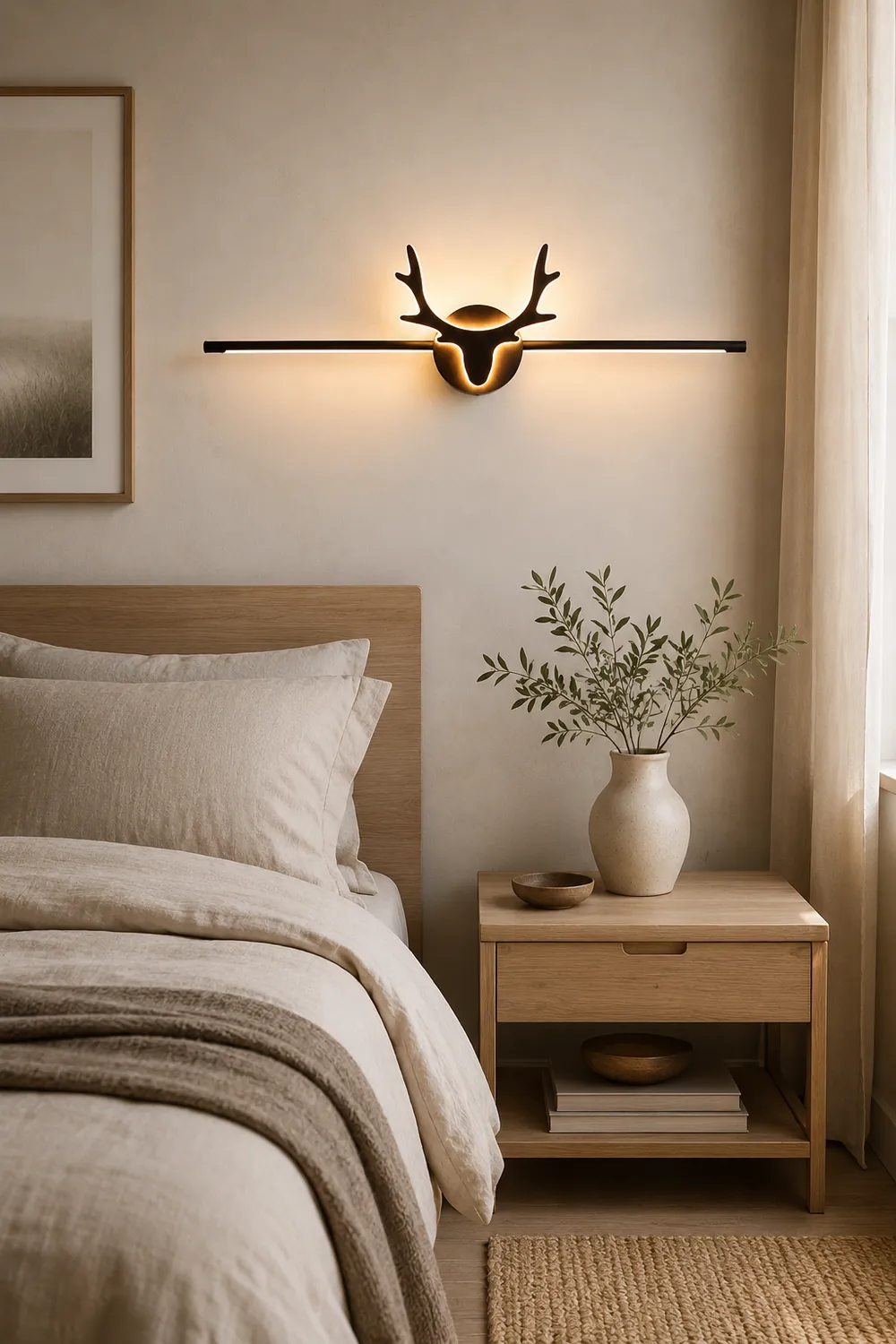 Edge Vintage Antlers Mirror Front Vanity Metal LED Wall Lamp - Lumpaz