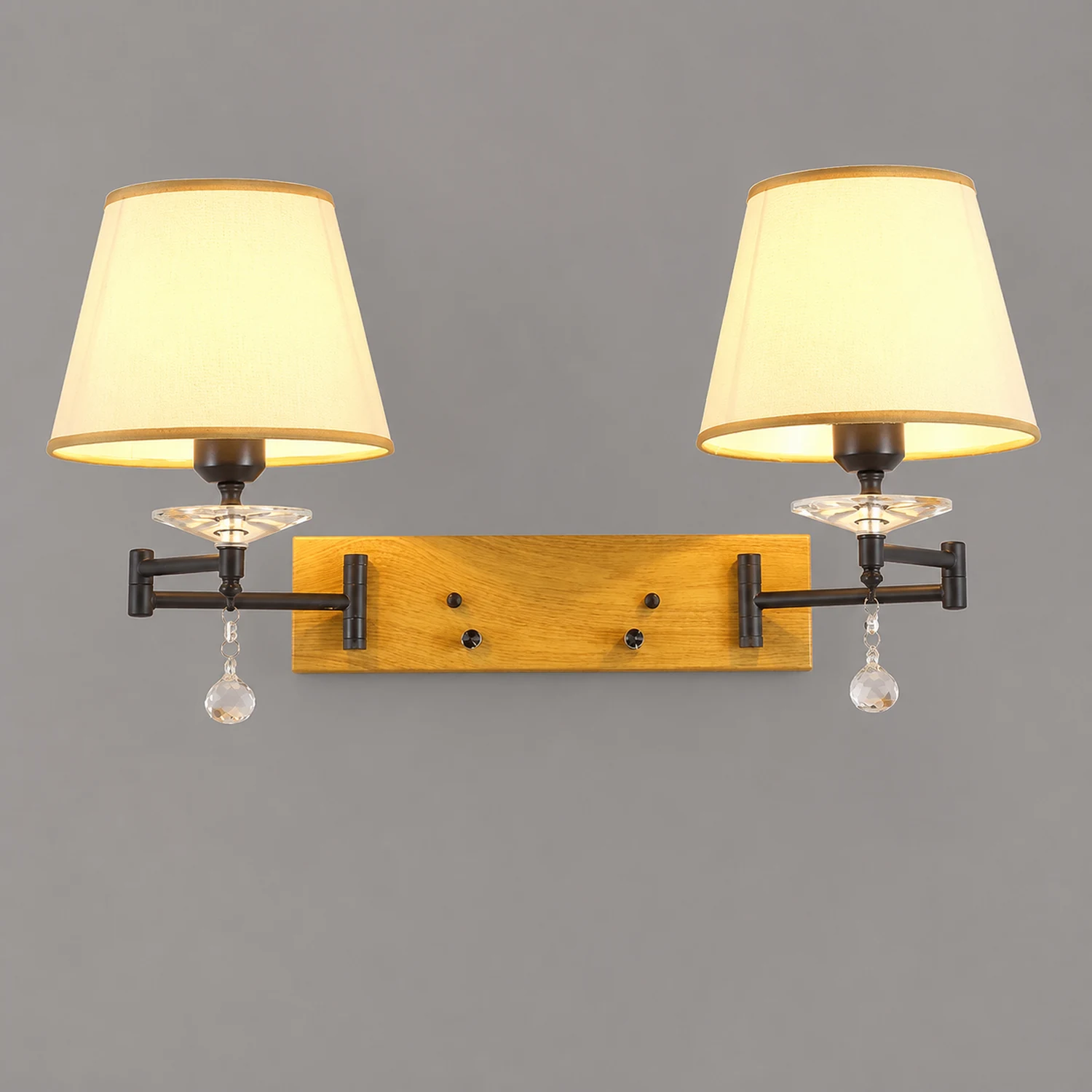 Carins Wall Lamp Dual Lamp Head Adjustable Fabric, 3-Color, Bedroom - Lumpaz