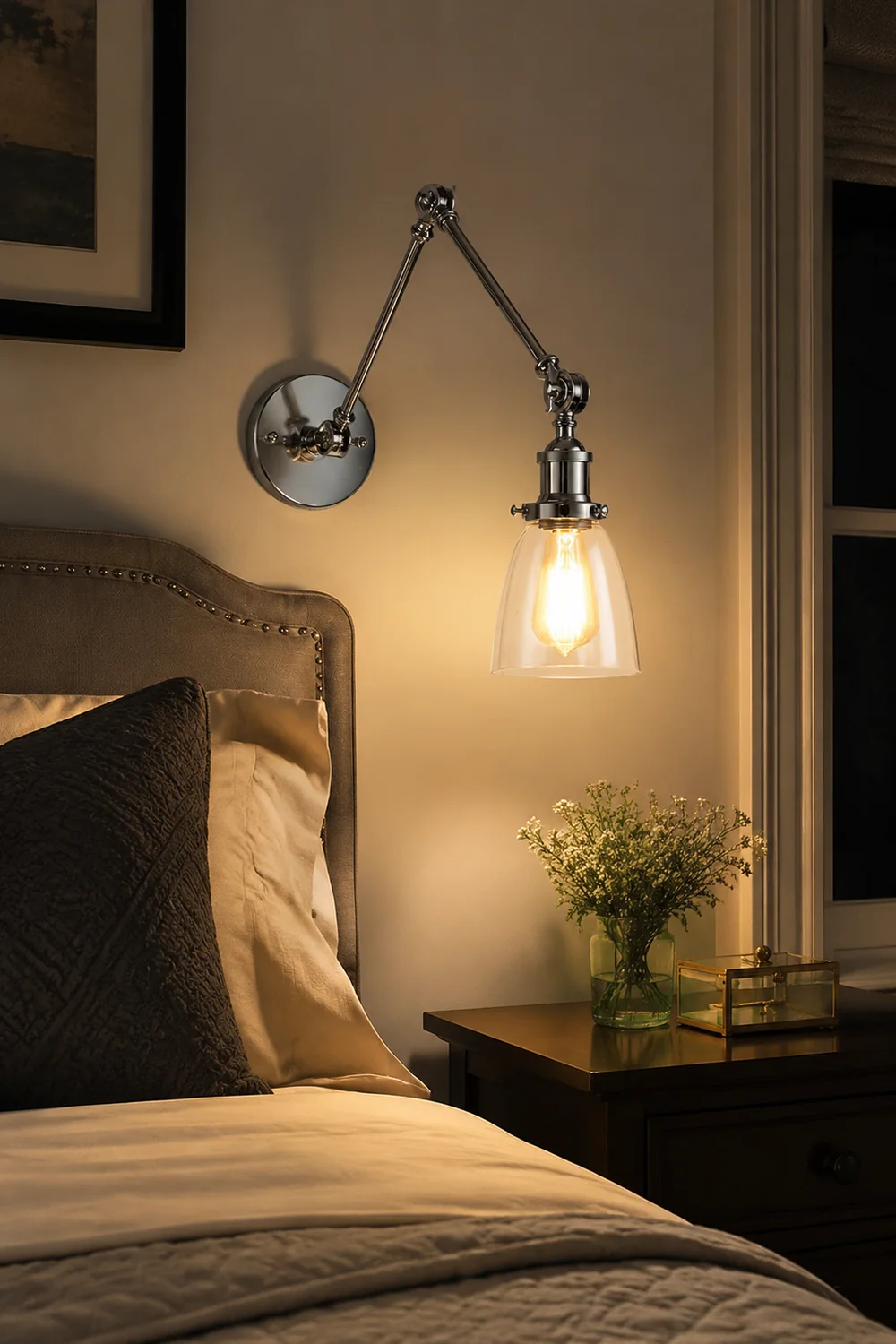 Alessio Wall Lamp Tapered, Modern, Glass/Metal Adjustable, 4 Color, Living Room - Lumpaz