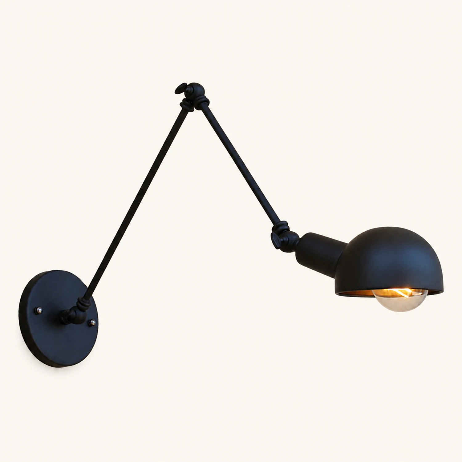 Brady Minimalist Adjustable Wall Lamp, Metal, Black, Bedroom - Lumpaz