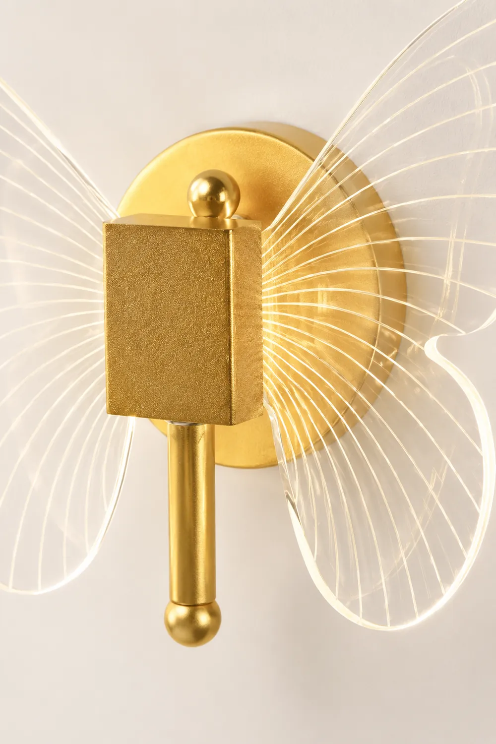 Kady Cute Butterfly Metal Wall Lamp, Gold - Lumpaz