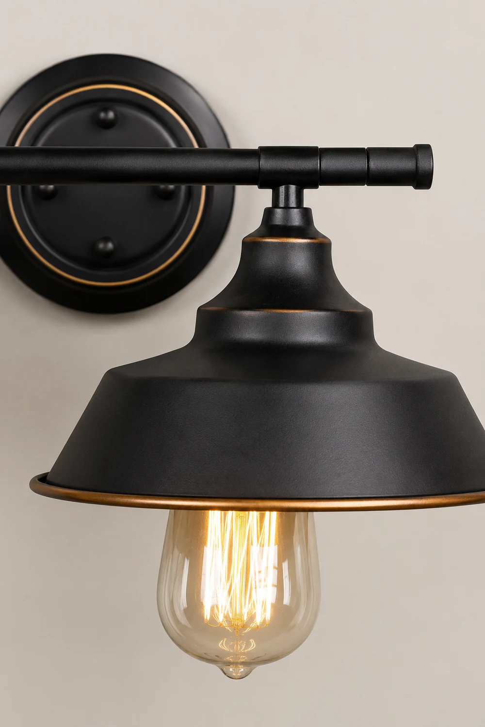 Alessio Retro Bowl-shaped Cast Metal Wall Lamp, Black - Lumpaz