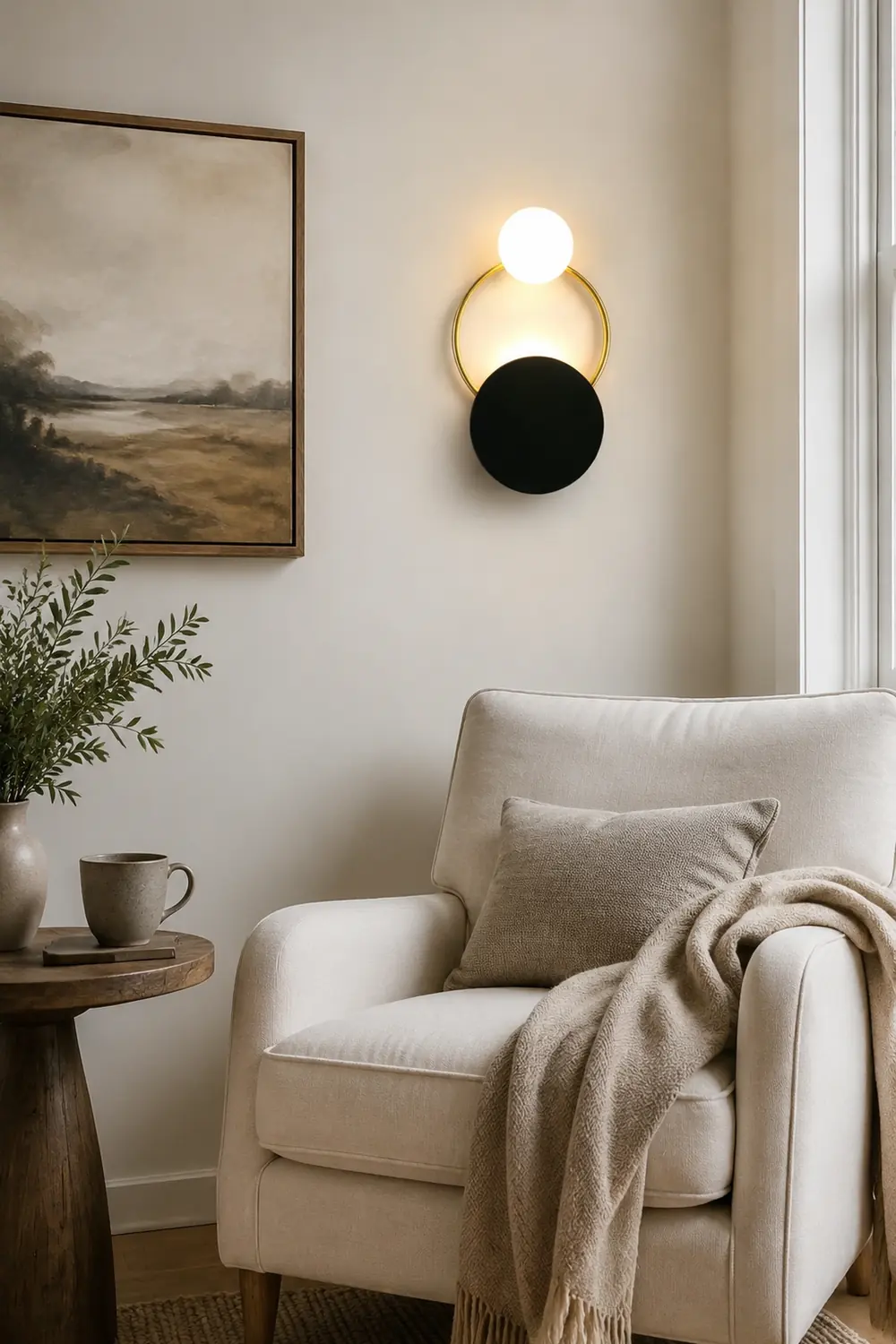 Emyr Modern LED Triple Rings Wall Lamp, Metal/Glass, Gold/Black, Bedroom - Lumpaz