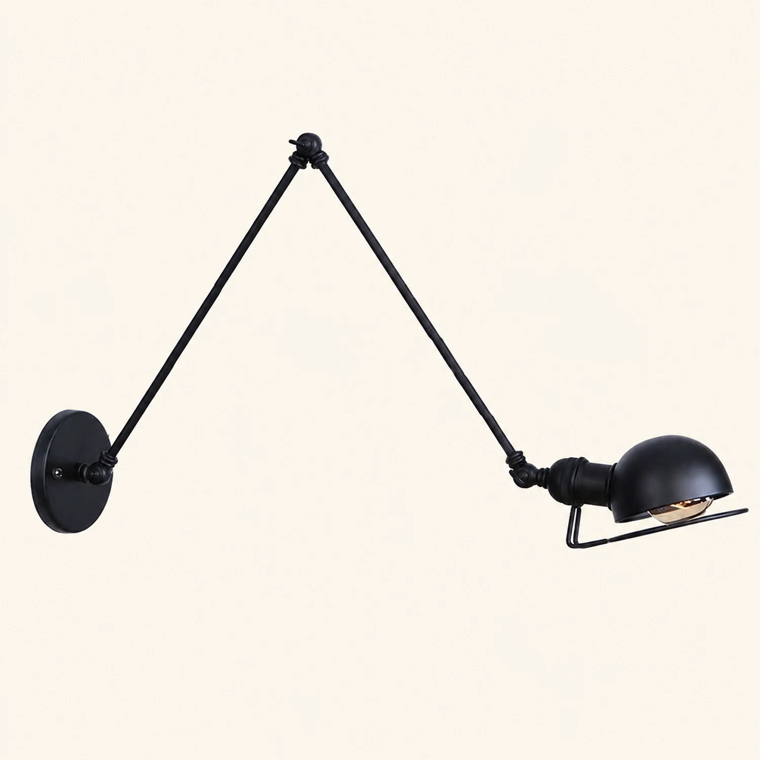 Brady Wall Lamp Dome Minimalist, Metal, Adjustable Black, Bedroom - Lumpaz