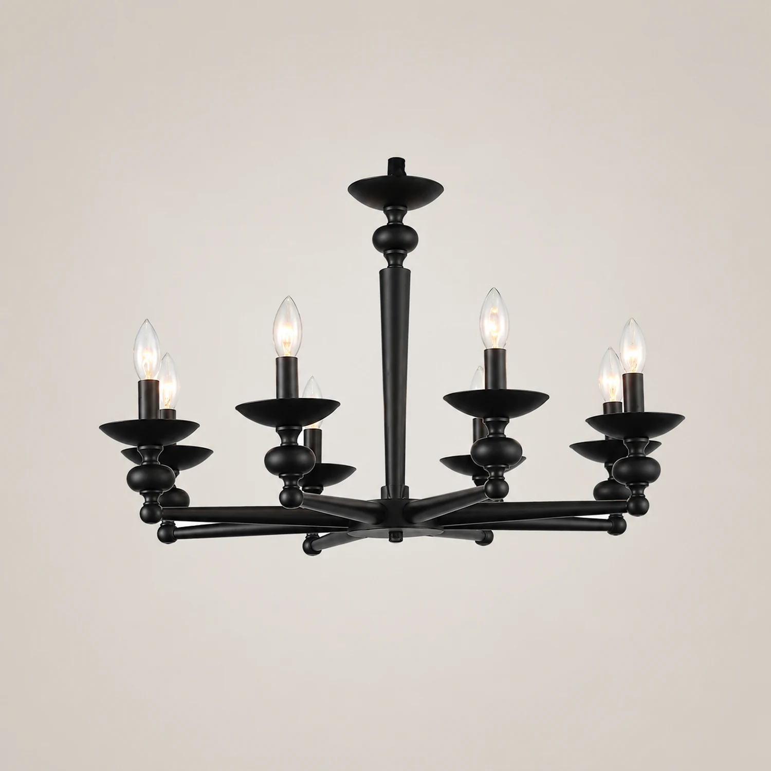 Alessio Retro Candle Wall Lamp/Black Chandelier for Living Room, Dining Room - Lumpaz