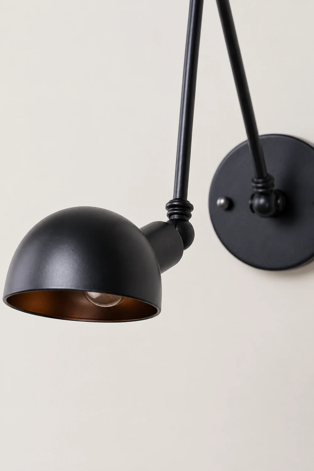 Brady Vintage Adjustable Metal Wall Lamp, Black, Bedroom - Lumpaz