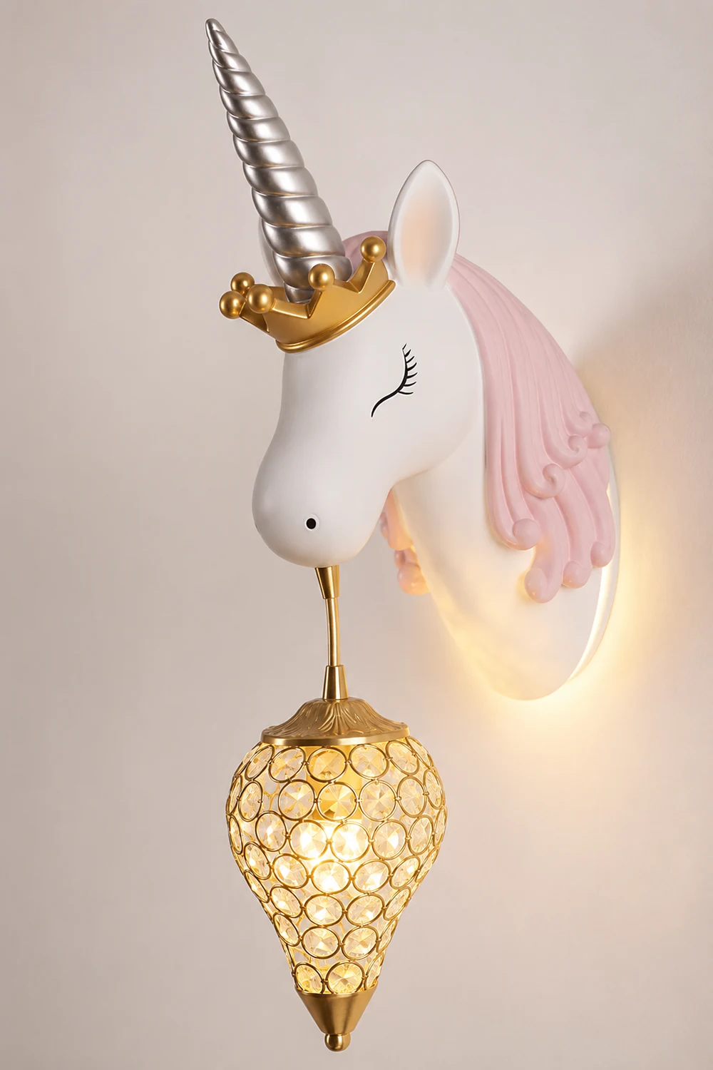 Minori Modern Unicorn/Strawberry Art Wall Lamp, Pink/Blue - Lumpaz