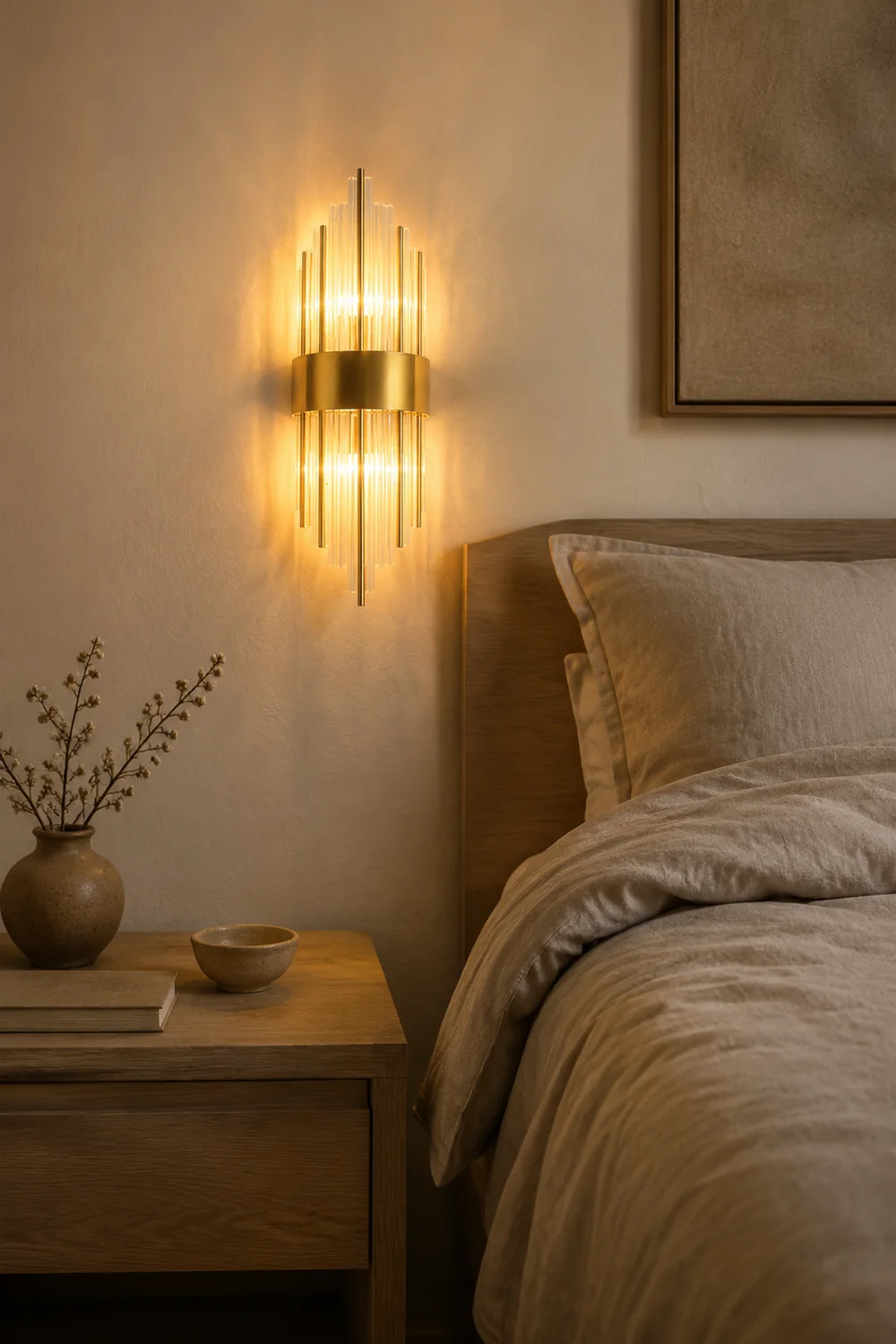 Kristy Luxury Gold Crystal Bedroom Bedside Wall Lamp - Lumpaz