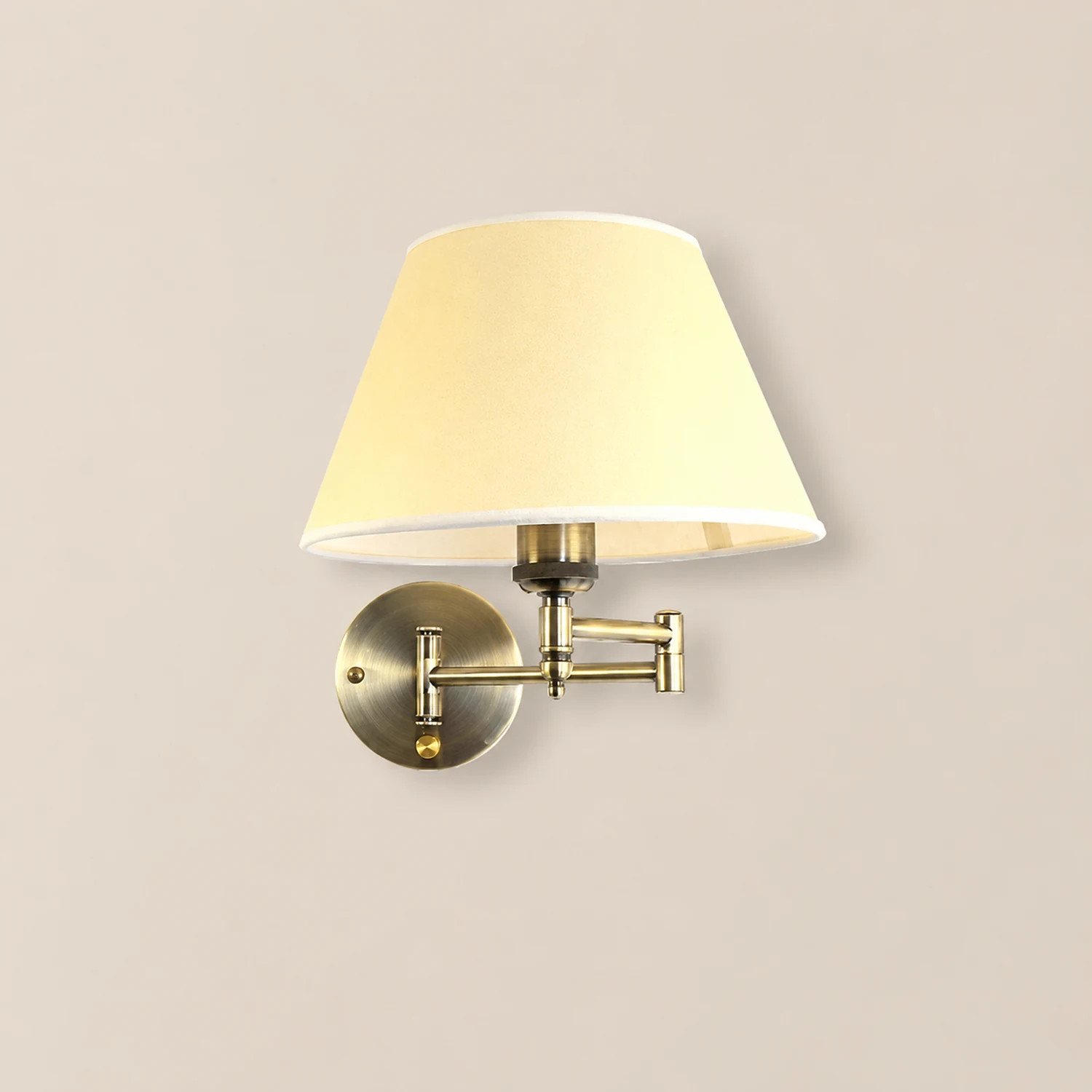 Carins Wall Lamp Vintage, Pleated Fabric Adjustable, White/Beige, Bedroom - Lumpaz