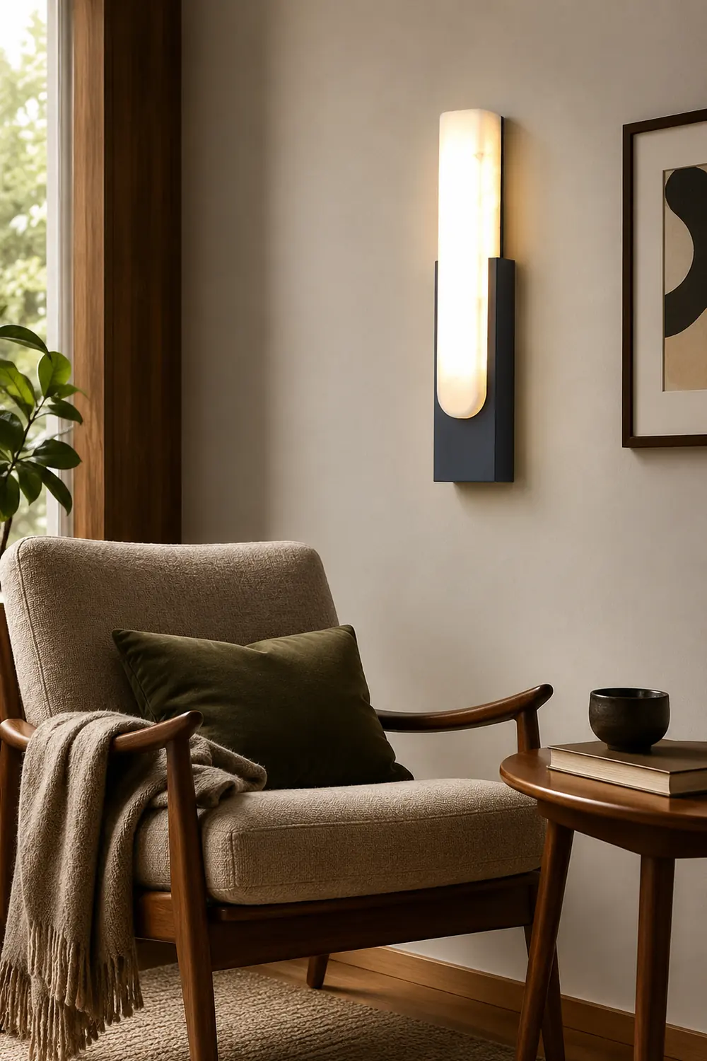 Chan Modern Rectangular Stone Metal Wall Lamp - Lumpaz